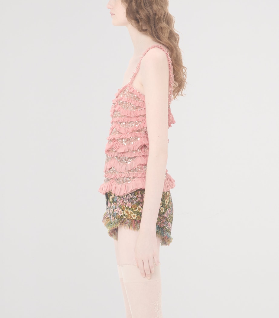 Silk Embellished Frilled Top 9TZ Image 3