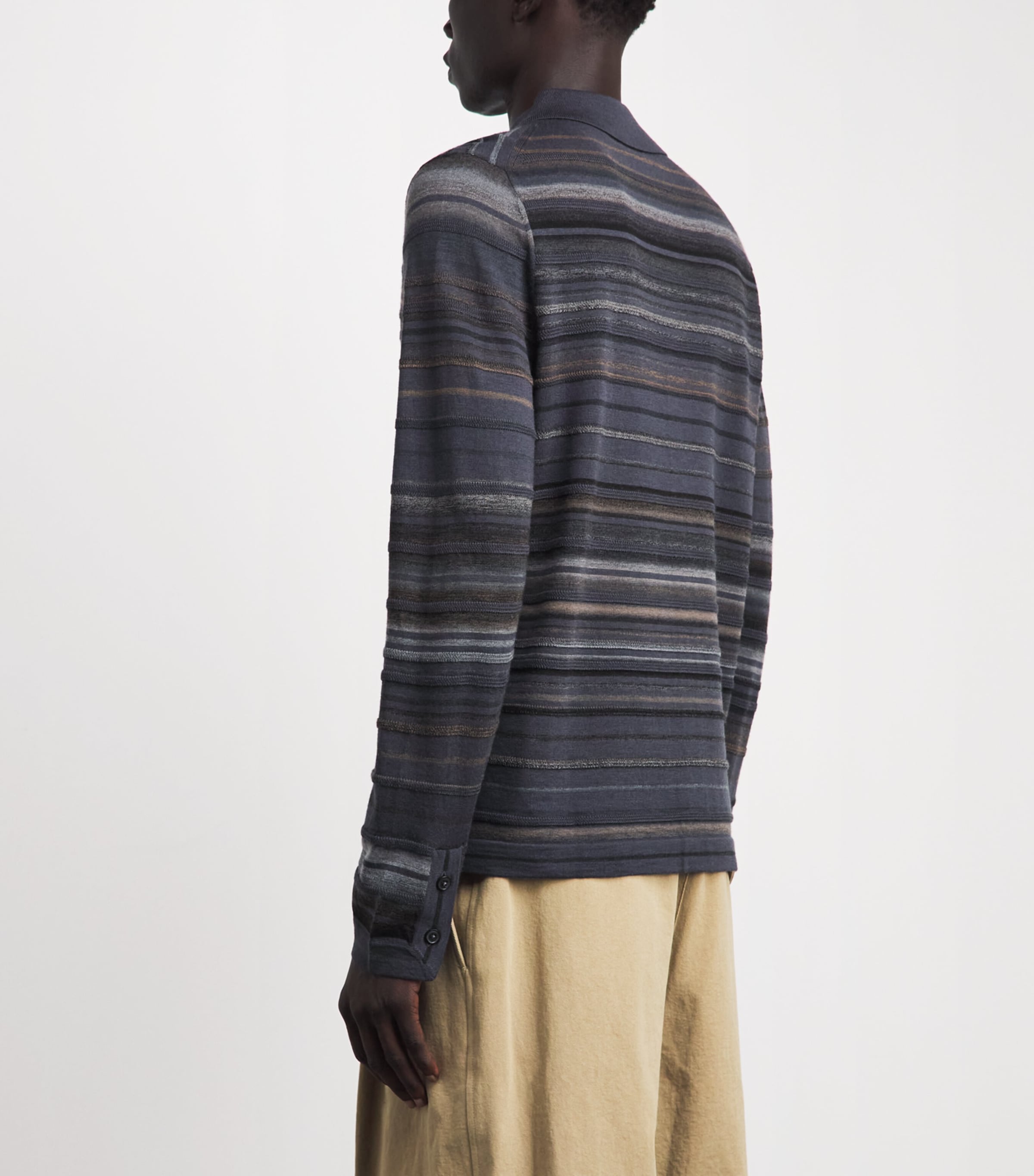 Paul Smith Mens Merino Stripe Polo Cardigan Image 5