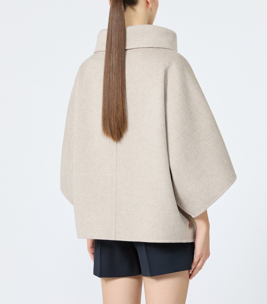 Max Mara Womens Cashmere Cape-Sleeve Jacket Sand Image 4