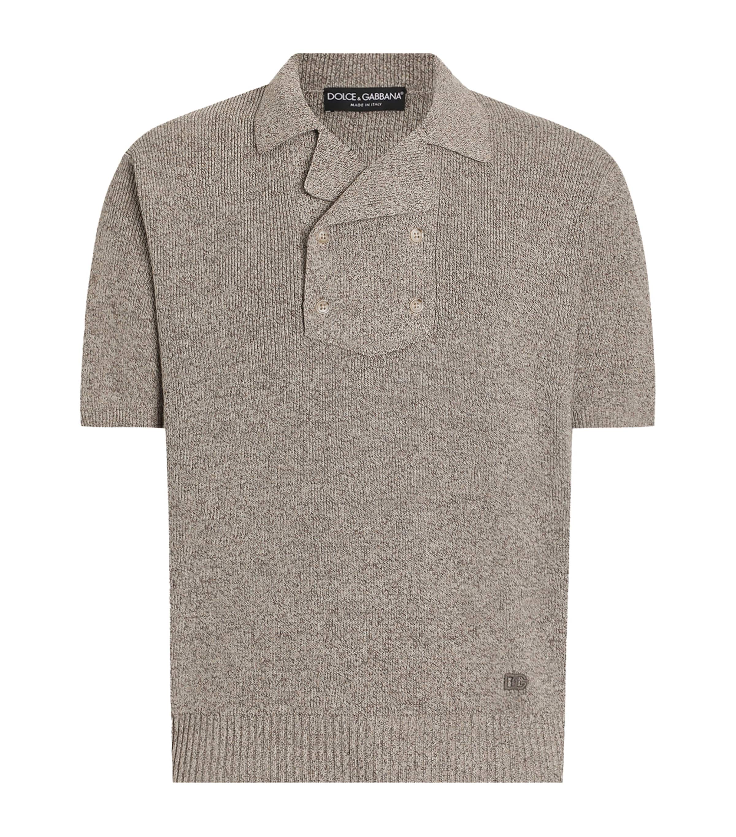 Dolce&Gabbana Mens Linen-Cotton Polo Shirt White Beige Ha Image 1