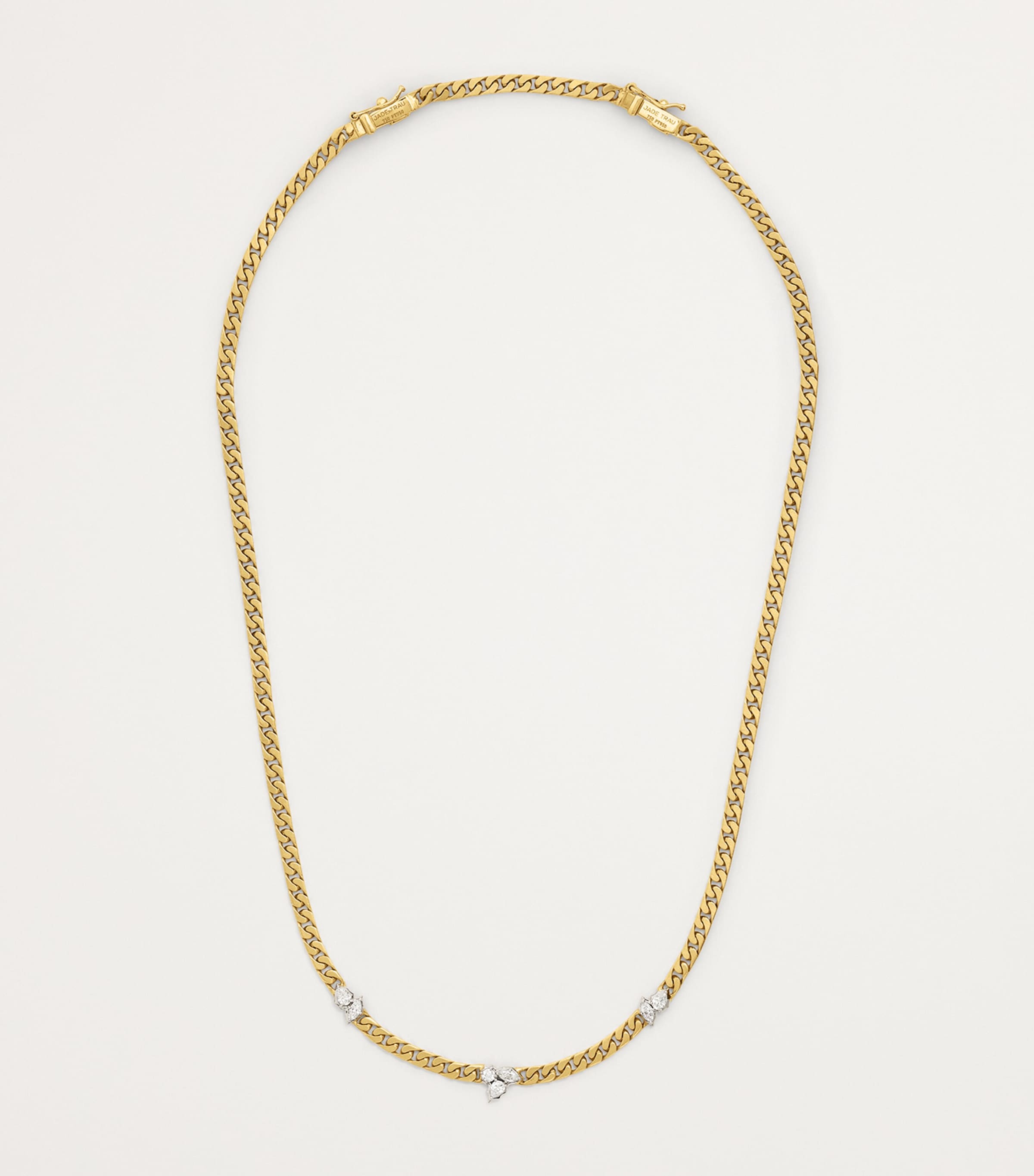 Jade Trau Yellow Gold and Diamond Posey Station Necklace Yellow Gold Image 3