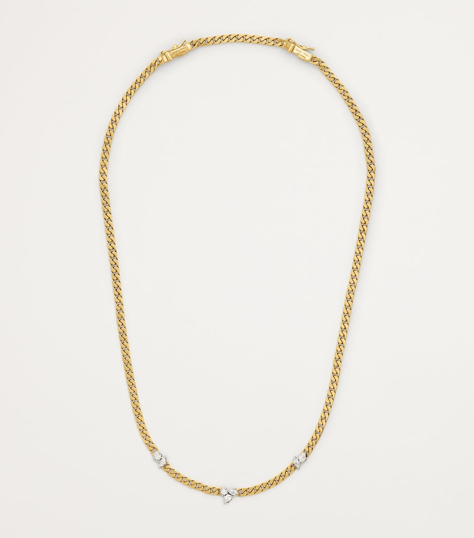 Jade Trau Yellow Gold and Diamond Posey Station Necklace Yellow Gold Image 3