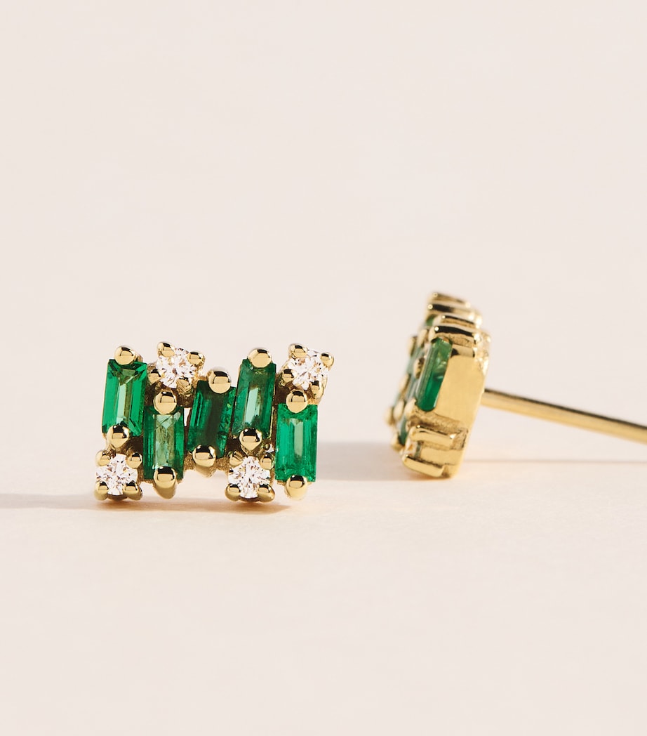 Suzanne Kalan Yellow Gold, Emerald and Diamond Shimmer Earrings Yg/emer Image 5