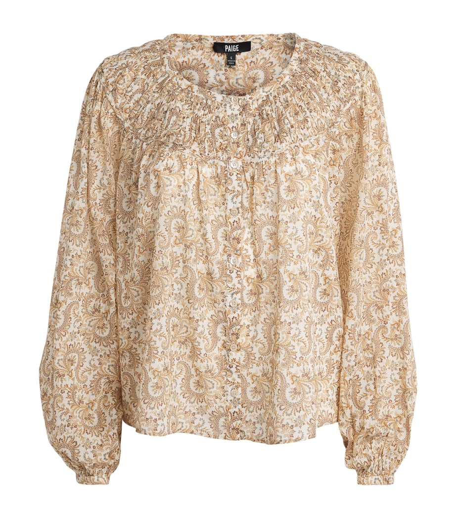 PAIGE Womens Paisley Print Zoia Blouse Bone Multi Image 1
