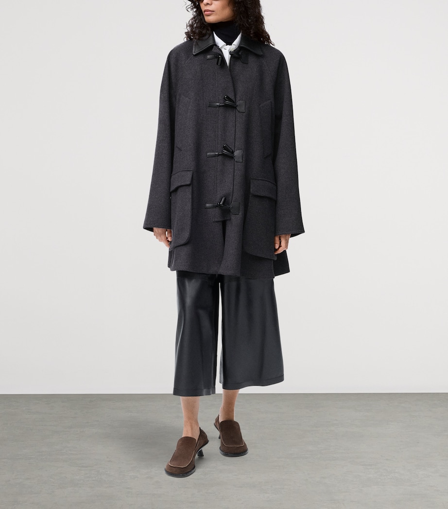 Wool-Cashmere Leather-Collar Coat CHARCOAL MELANGE Image 3