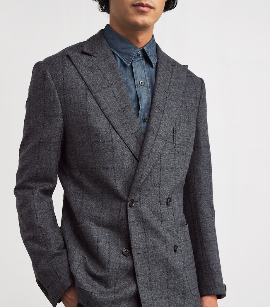 Virgin Wool-Cashmere Check Blazer 014 GREY Image 6