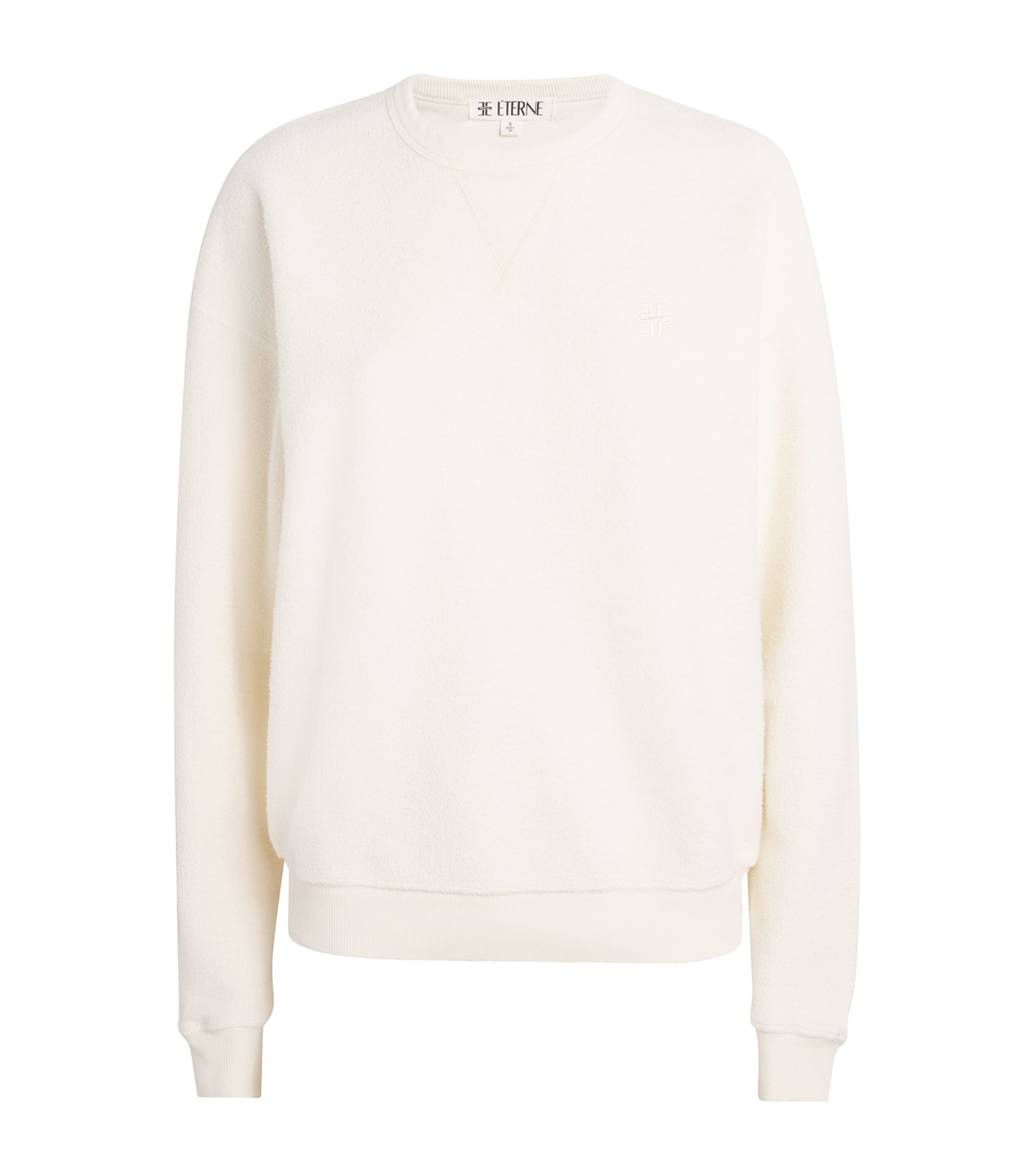 ÉTERNE Womens Cotton French Terry Sweatshirt Cream Crm Image 1