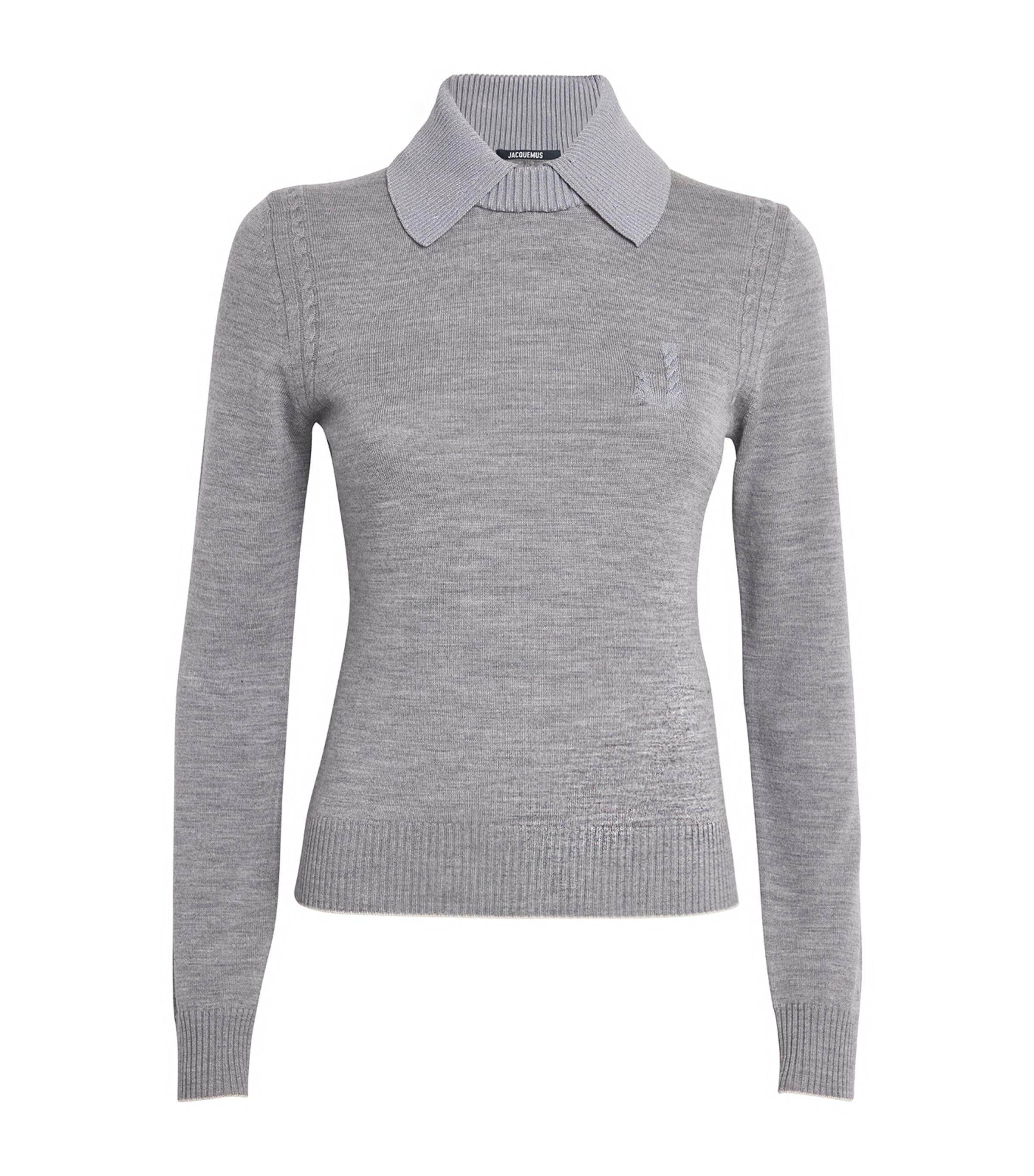 Jacquemus Womens Wool-Blend Tricot Sweater Grey Image 1