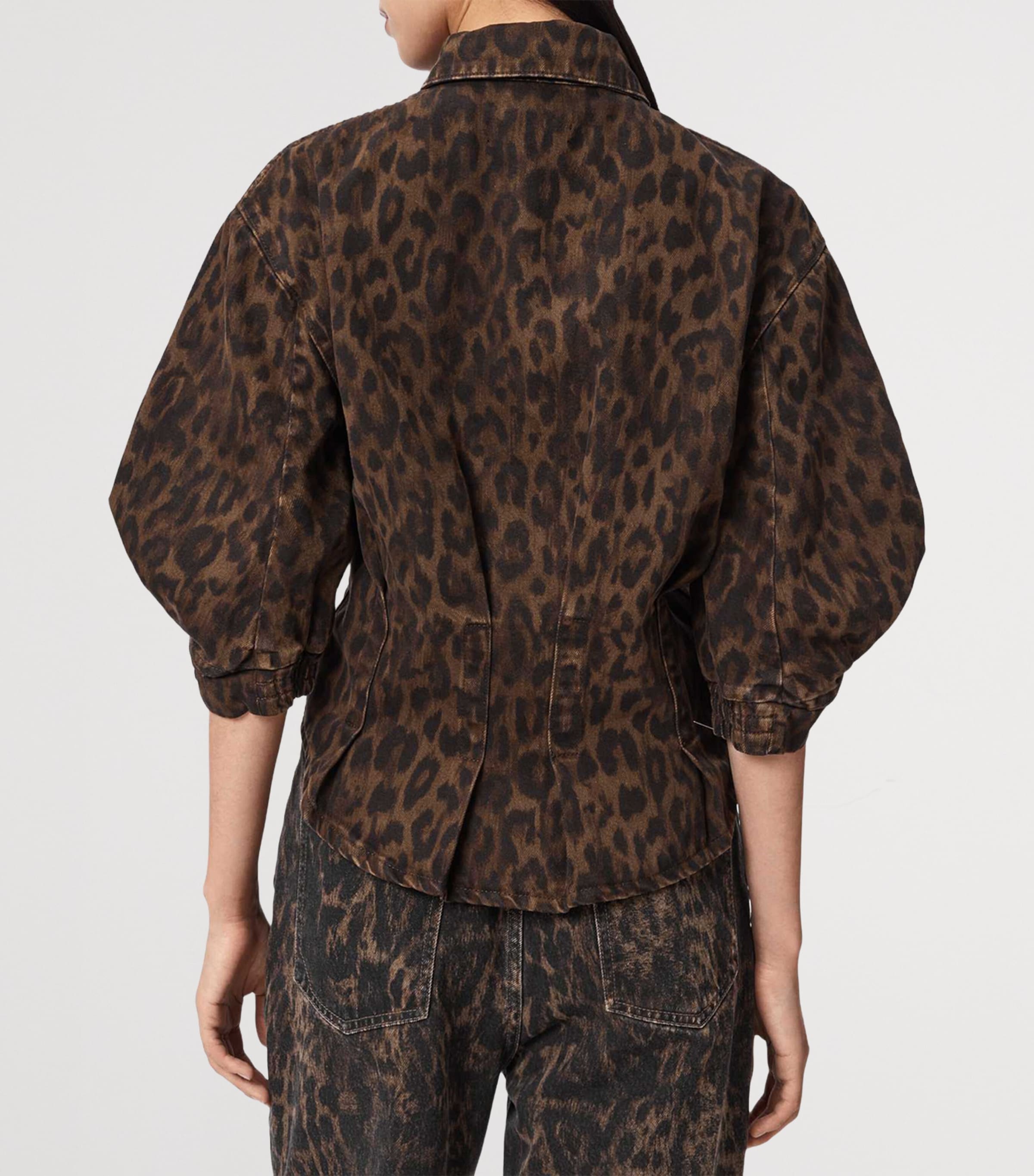 AllSaints Womens Denim Leopard Nancy Shirt Leppo Brown Image 4