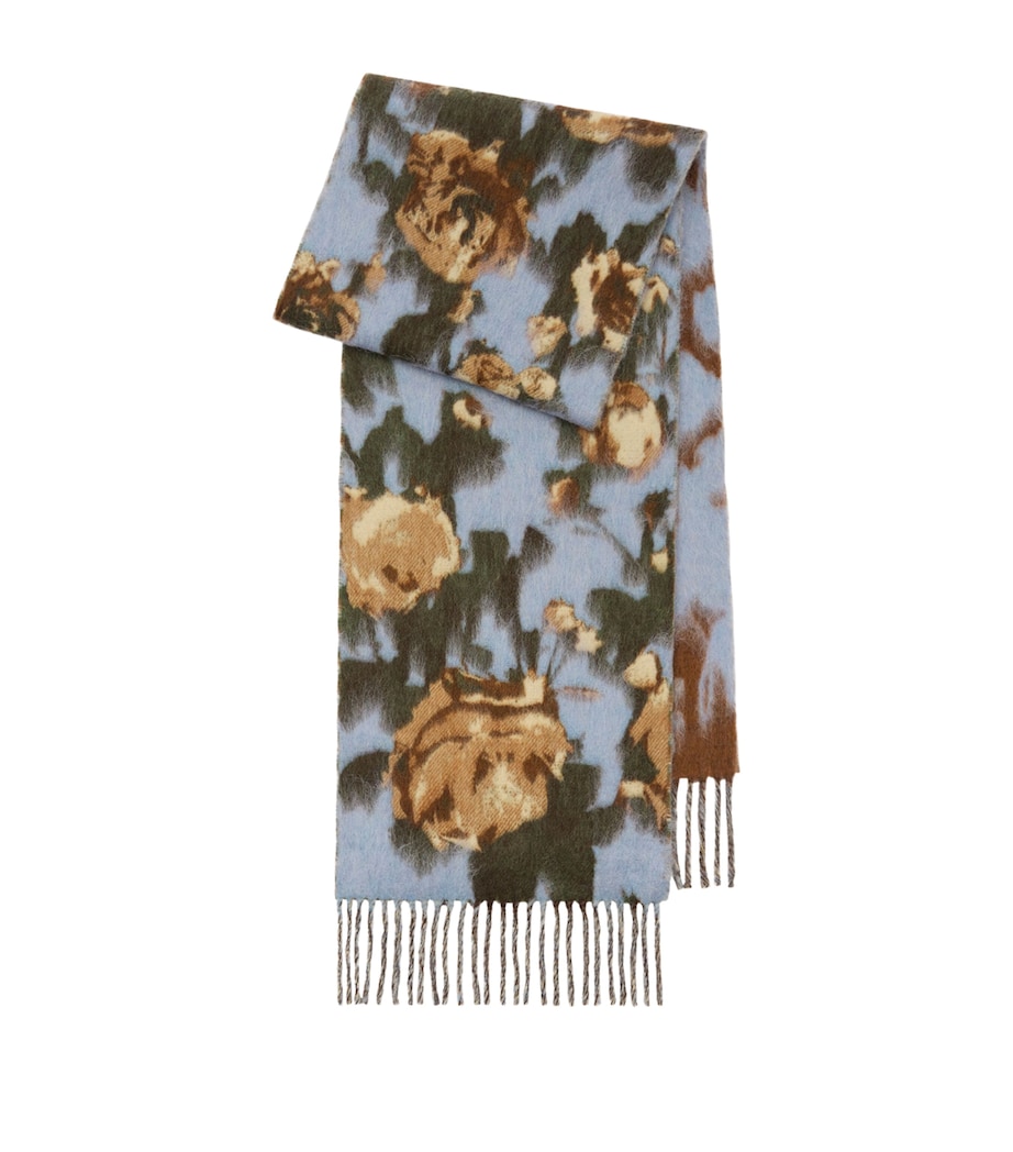 Burberry Wool-Blend Rose Scarf Dive Blue Image 1