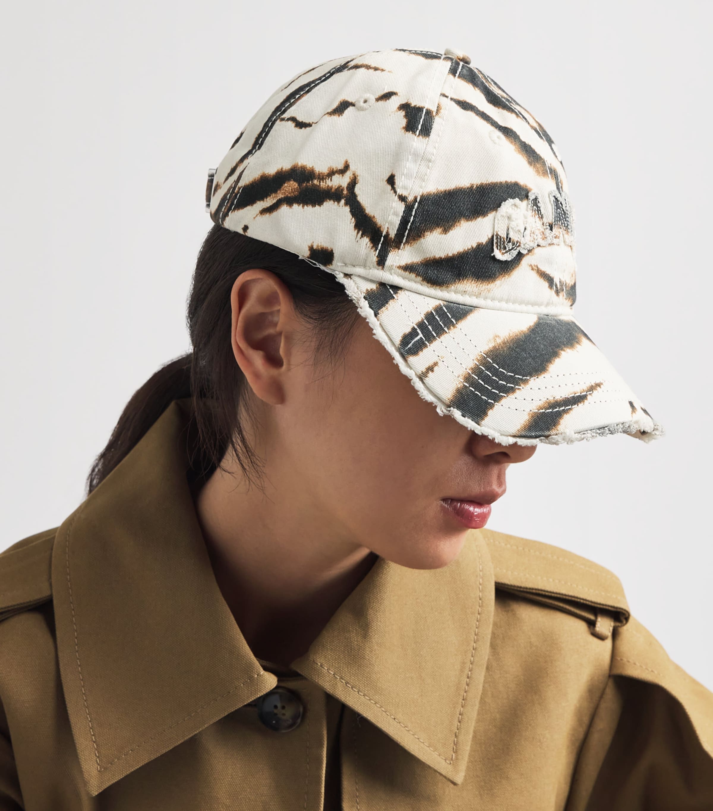 GANNI Organic Canvas Zebra Baseball Cap Egret Image 2