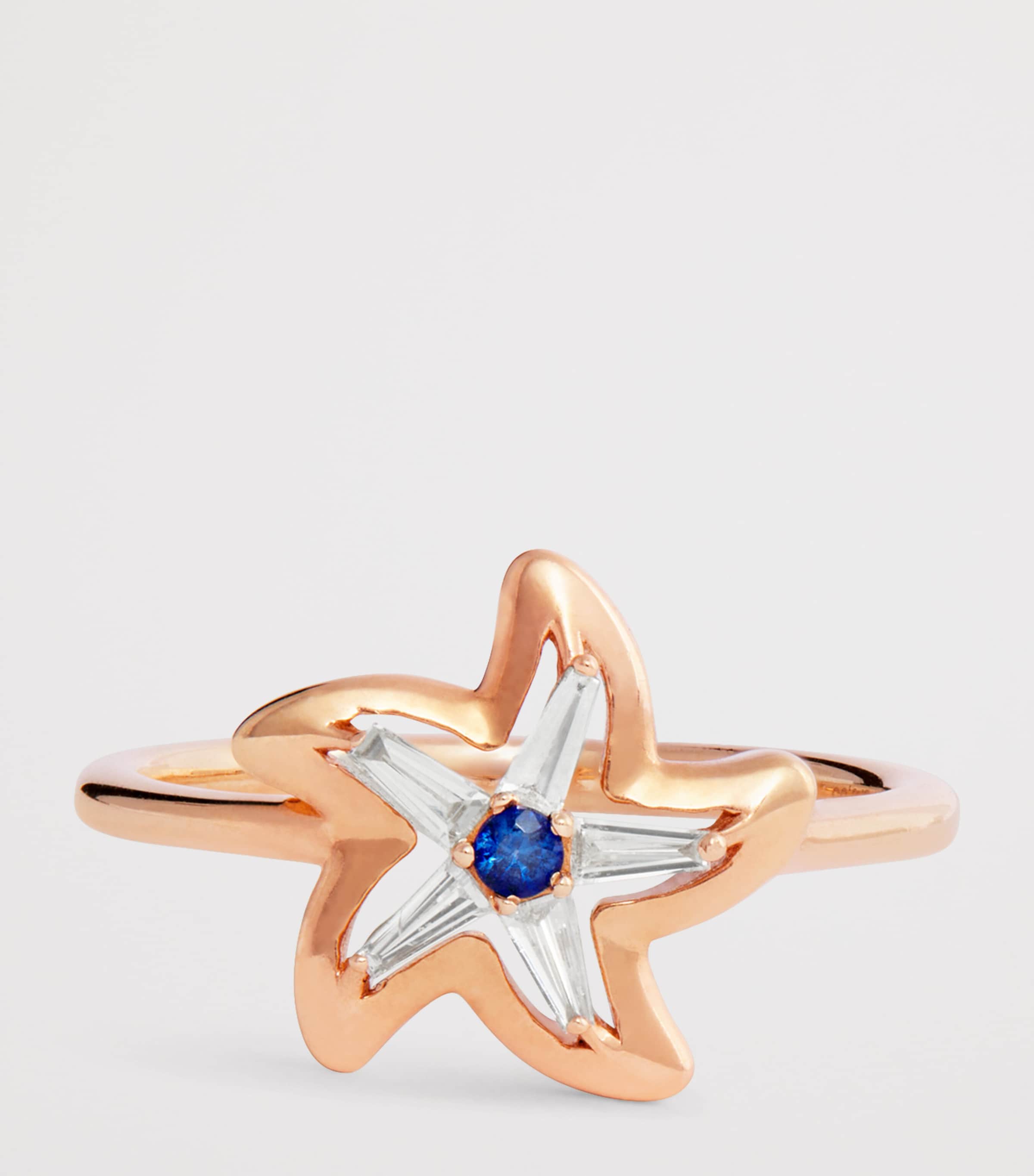 Rose Gold, Diamond and Sapphire Starfish Ring ROSE GOLD Image 4
