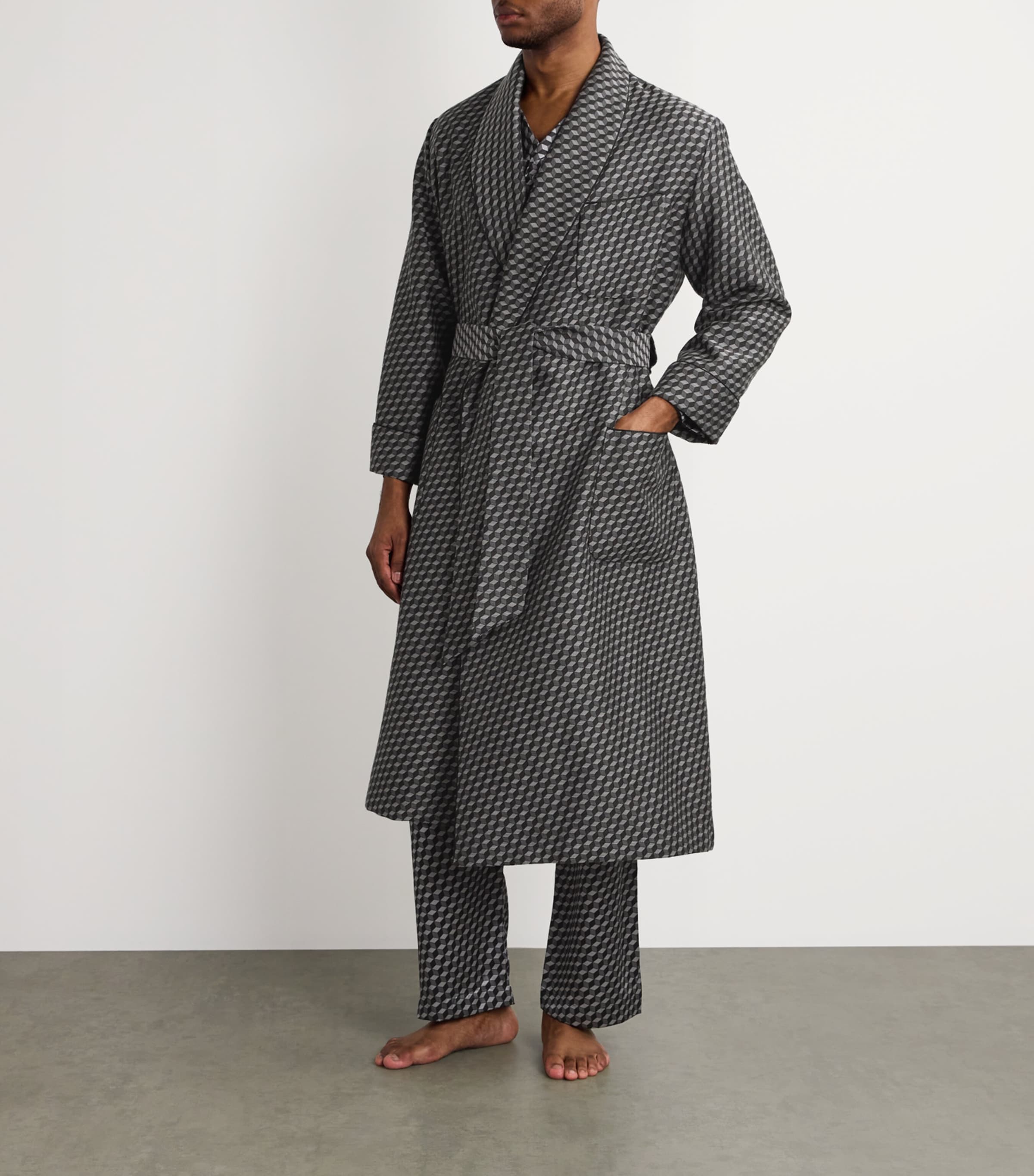 Wool-Blend Geometric Print Dressing Gown MULTI Image 2