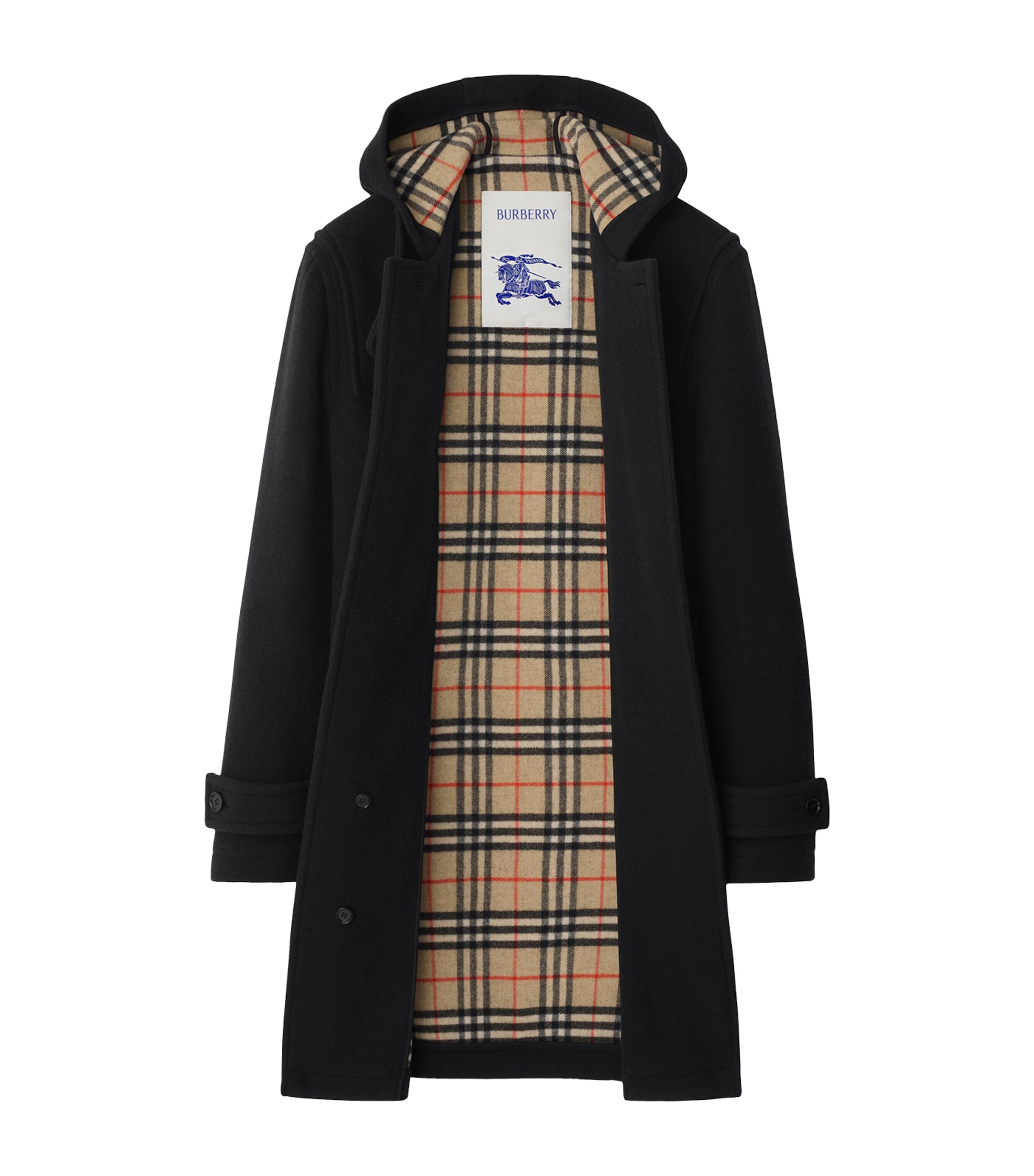 Burberry Black Wool Duffle Coat | Harrods UK
