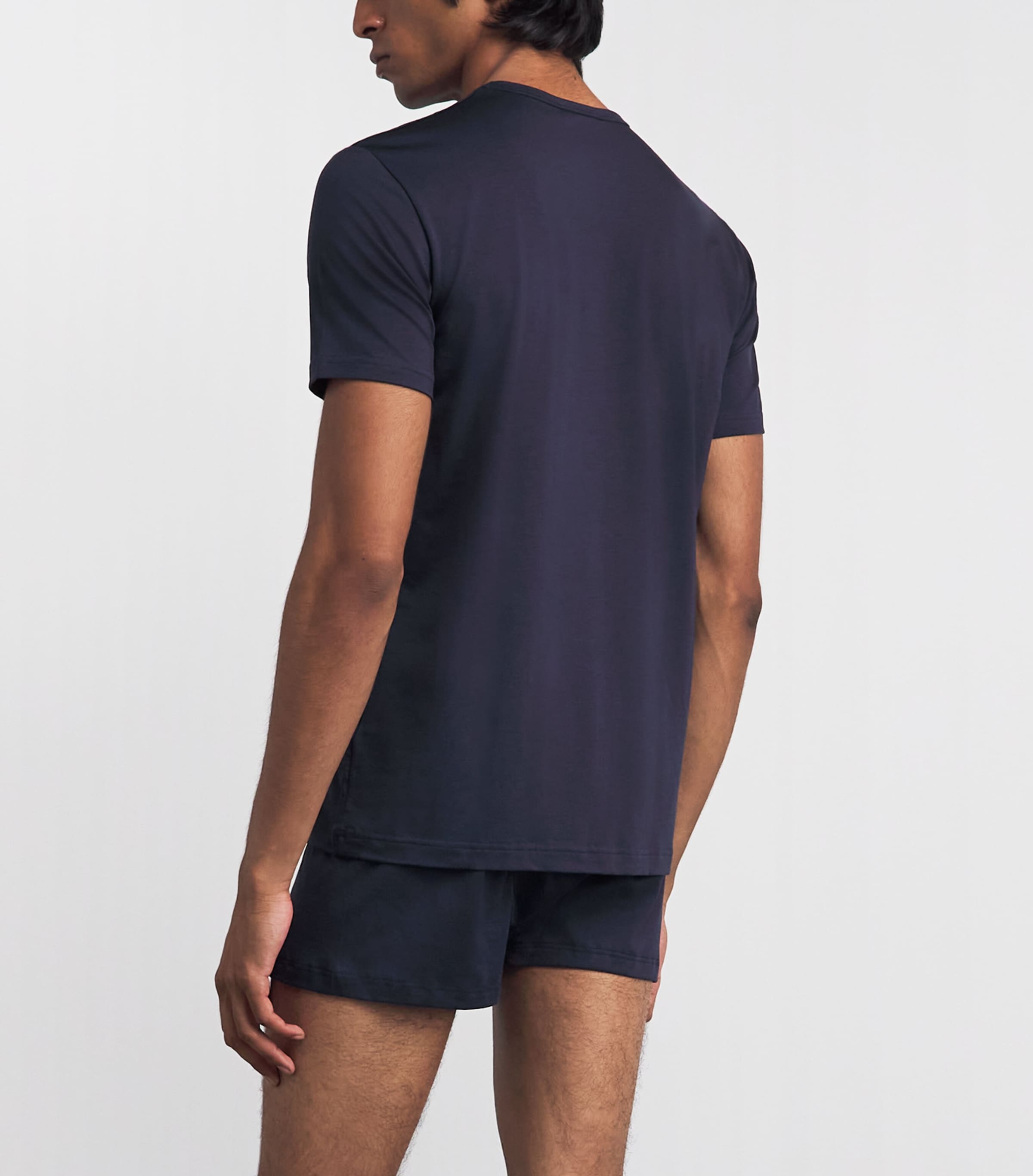 Sunspel Mens Stretch-Tencel T-Shirt Buaa Navy Image 4