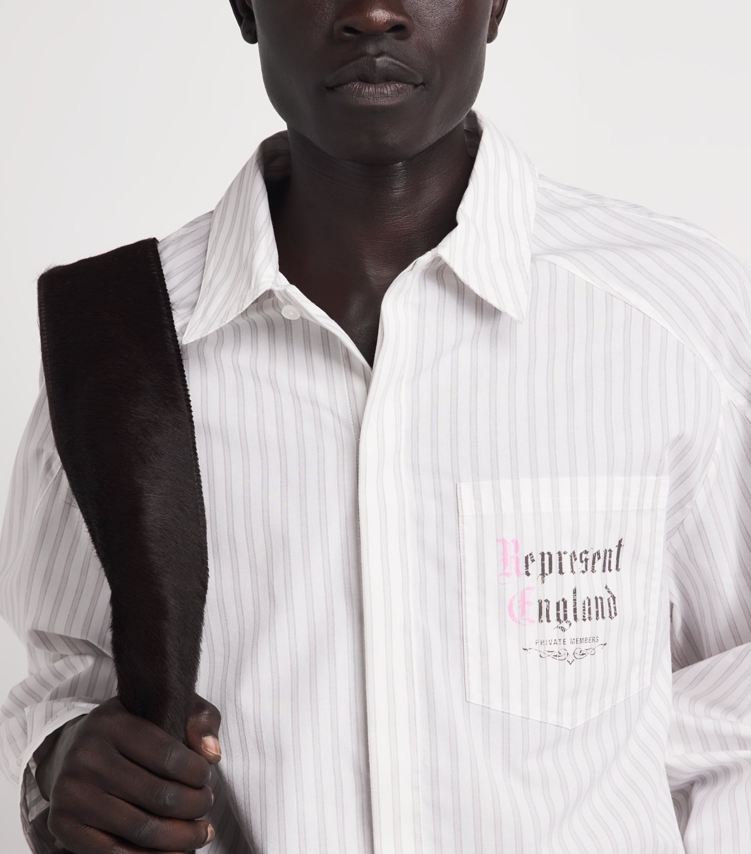 Represent Mens Cotton Pinstripe Shirt Flat White Image 3