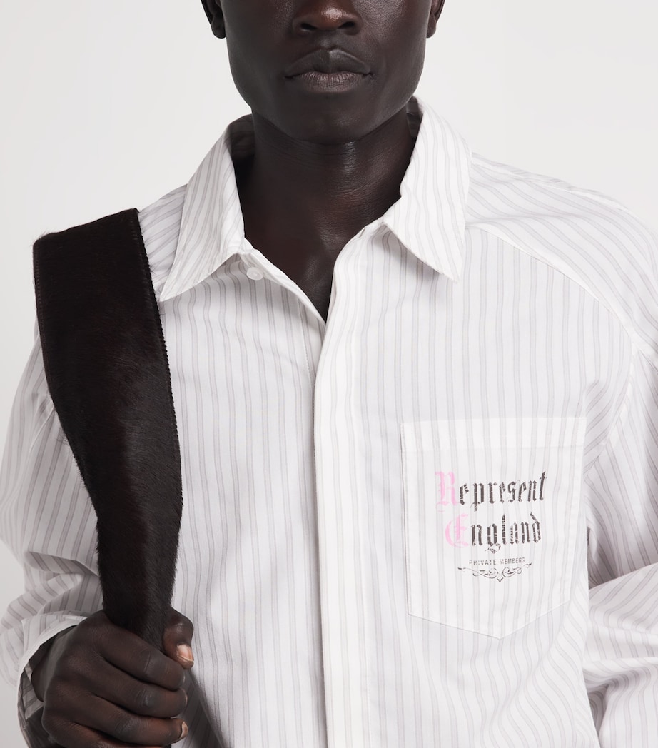Represent Mens Cotton Pinstripe Shirt Flat White Image 3