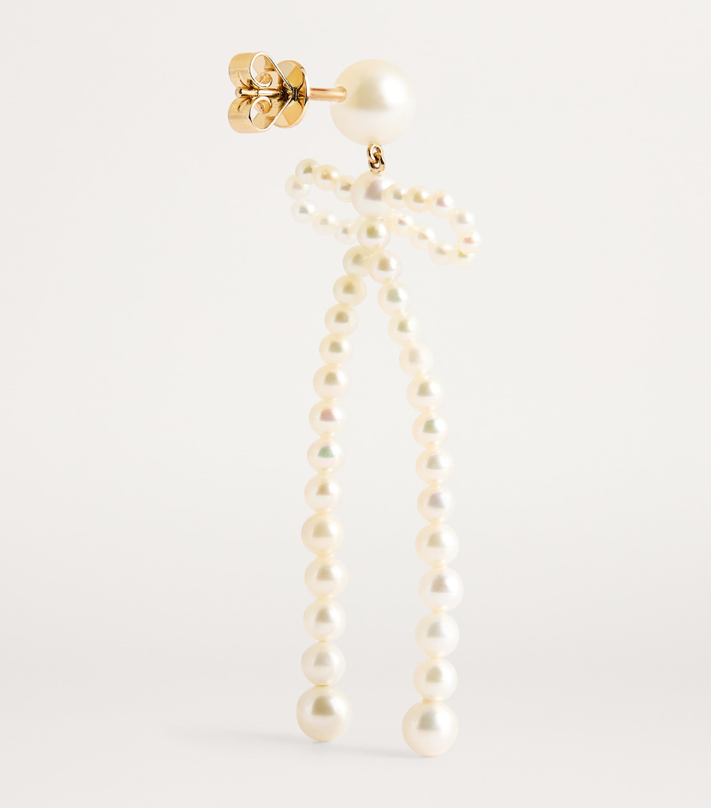 Yellow Gold and Freshwater Pearl Bow Rosette Earrings YELLOW GOLD Image 4