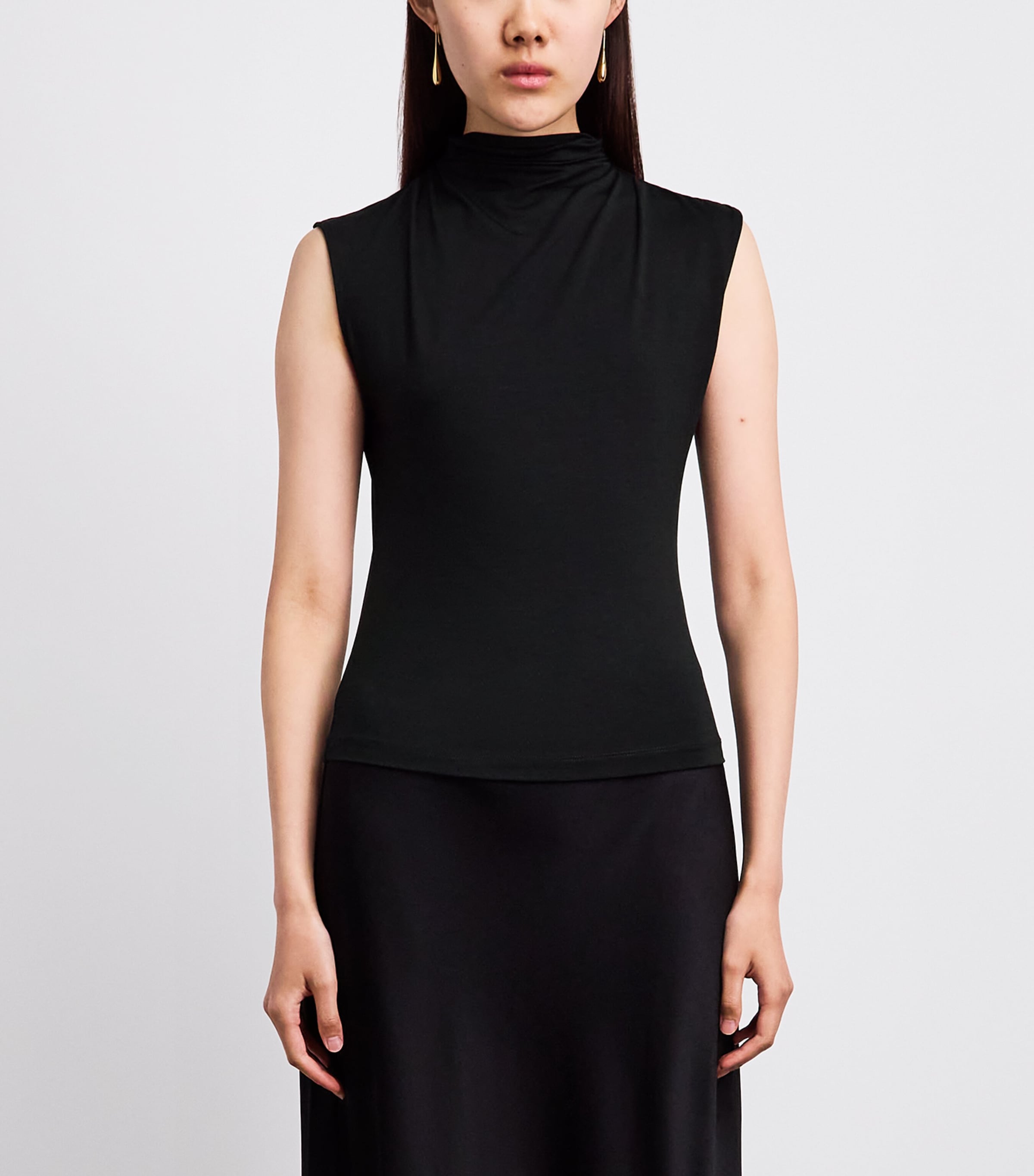 ME+EM Womens Sleeveless Draped Top Black Image 4