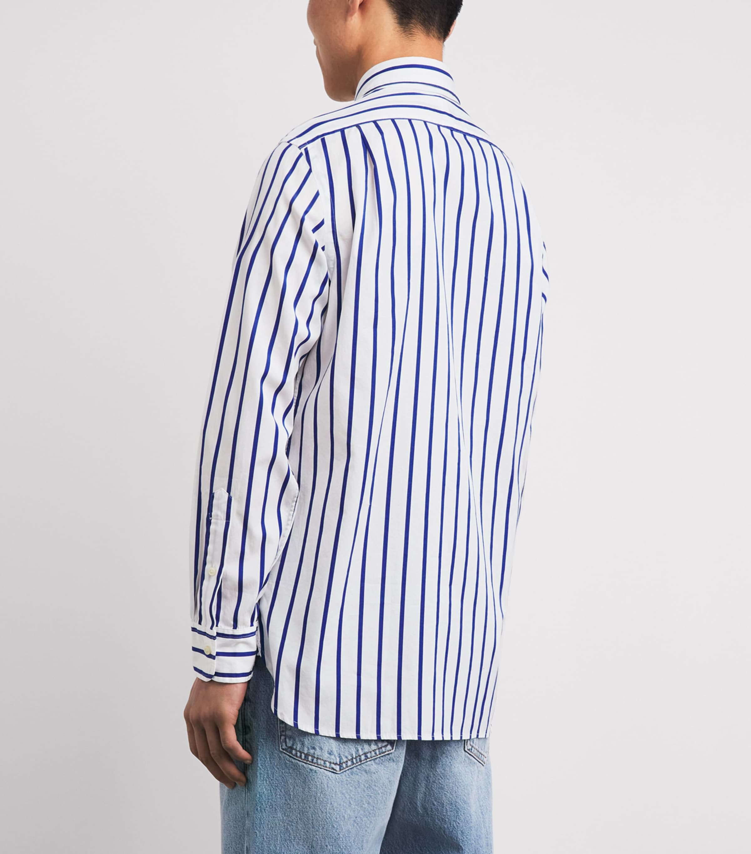 Polo Ralph Lauren Mens Broadcloth Stripe Shirt White Royal Image 5