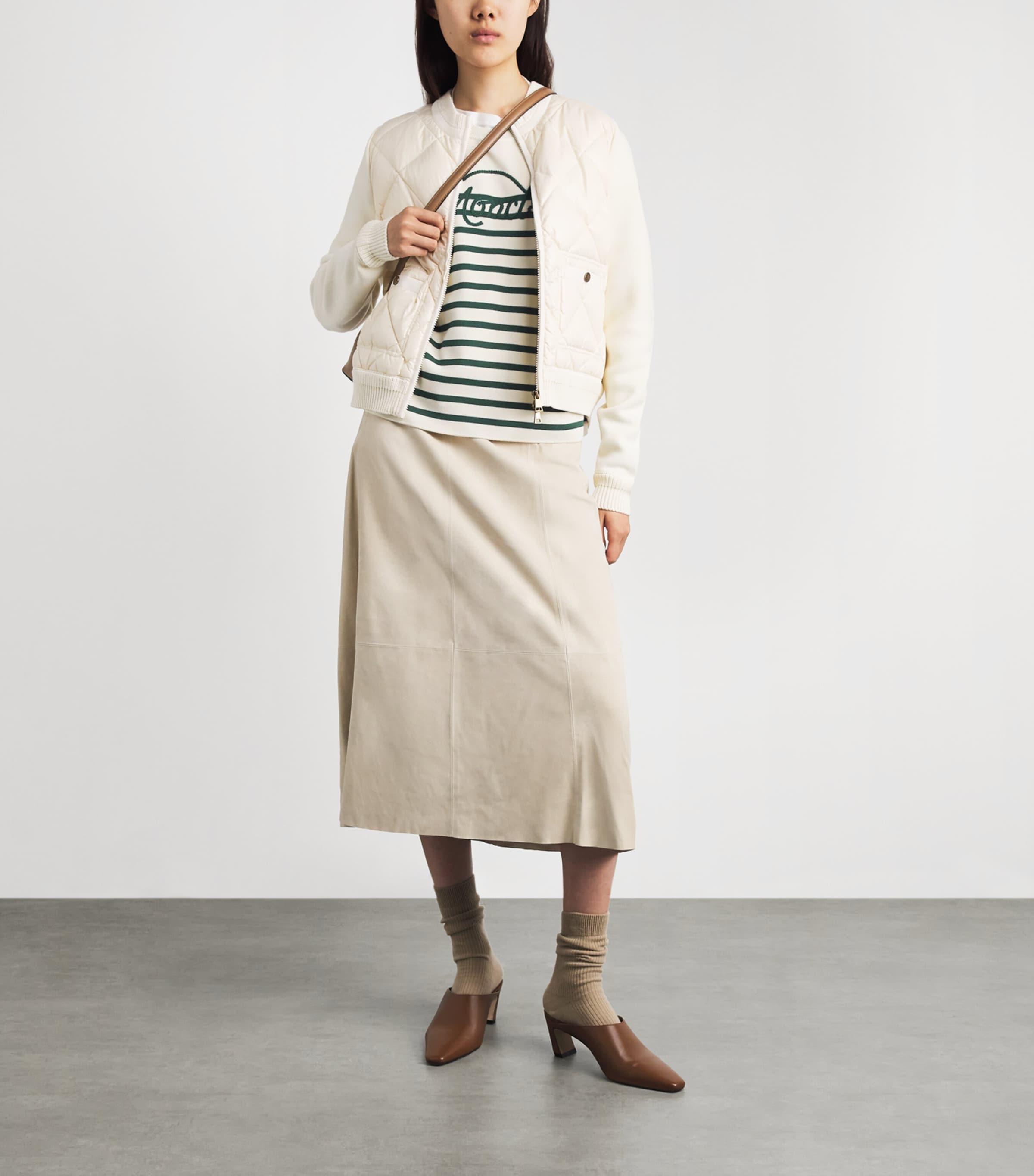 Moncler Womens Virgin Wool Stripe Logo Sweater Image 2
