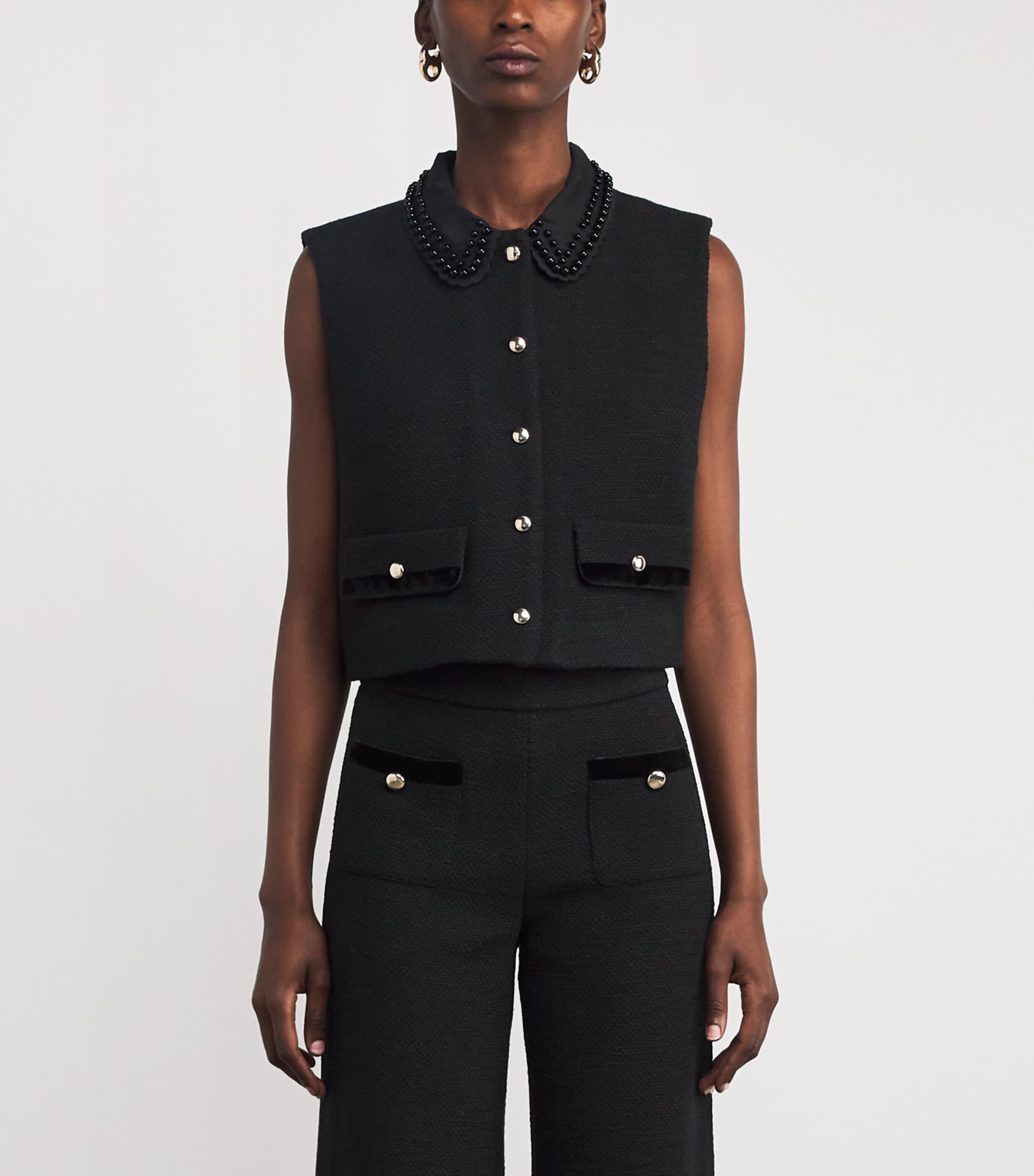 Tweed Sleeveless Shirt BLACK Image 3