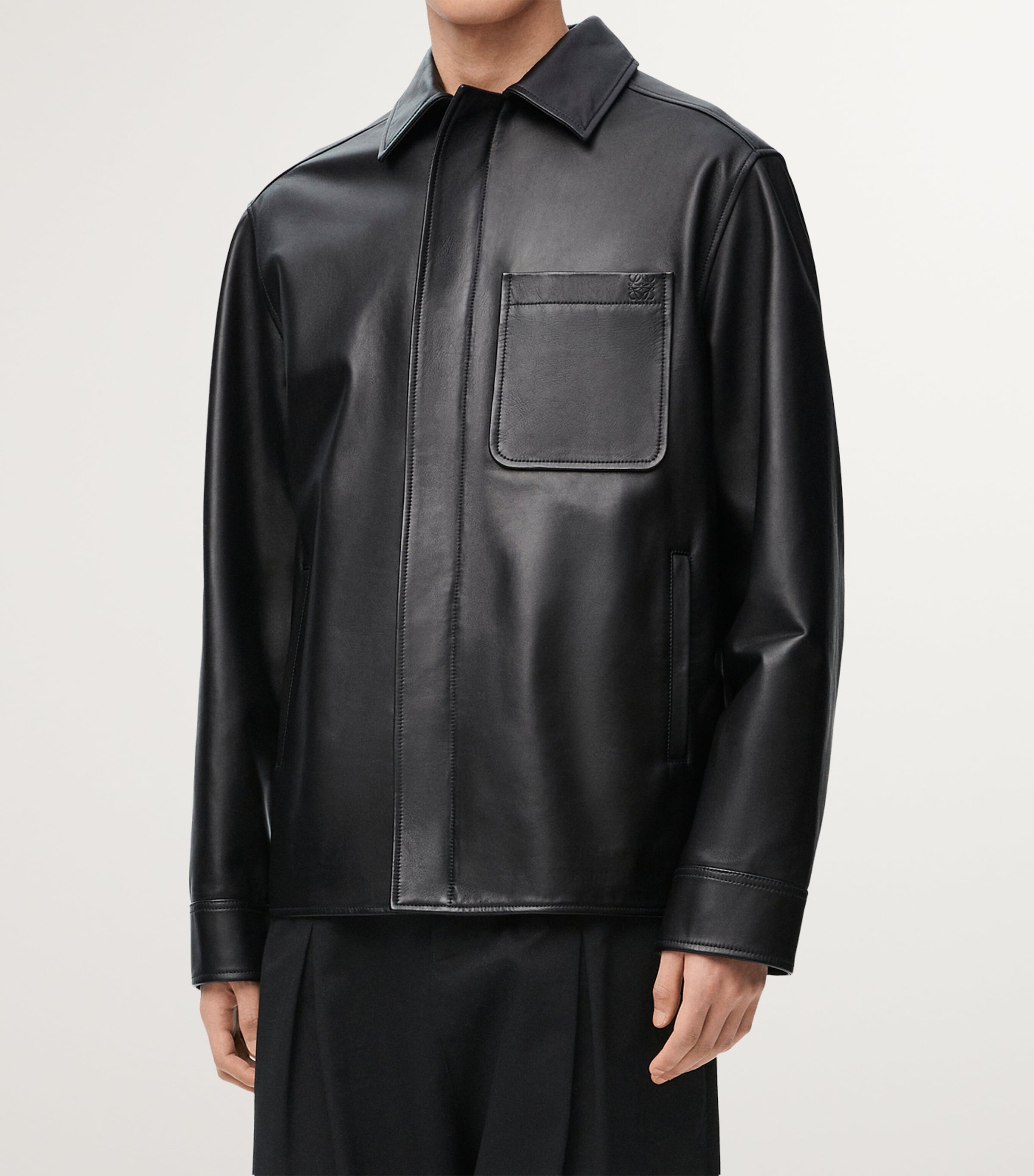 Leather Shirt Jacket BLACK Image 3