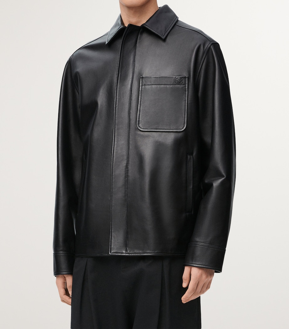 Leather Shirt Jacket BLACK Image 3