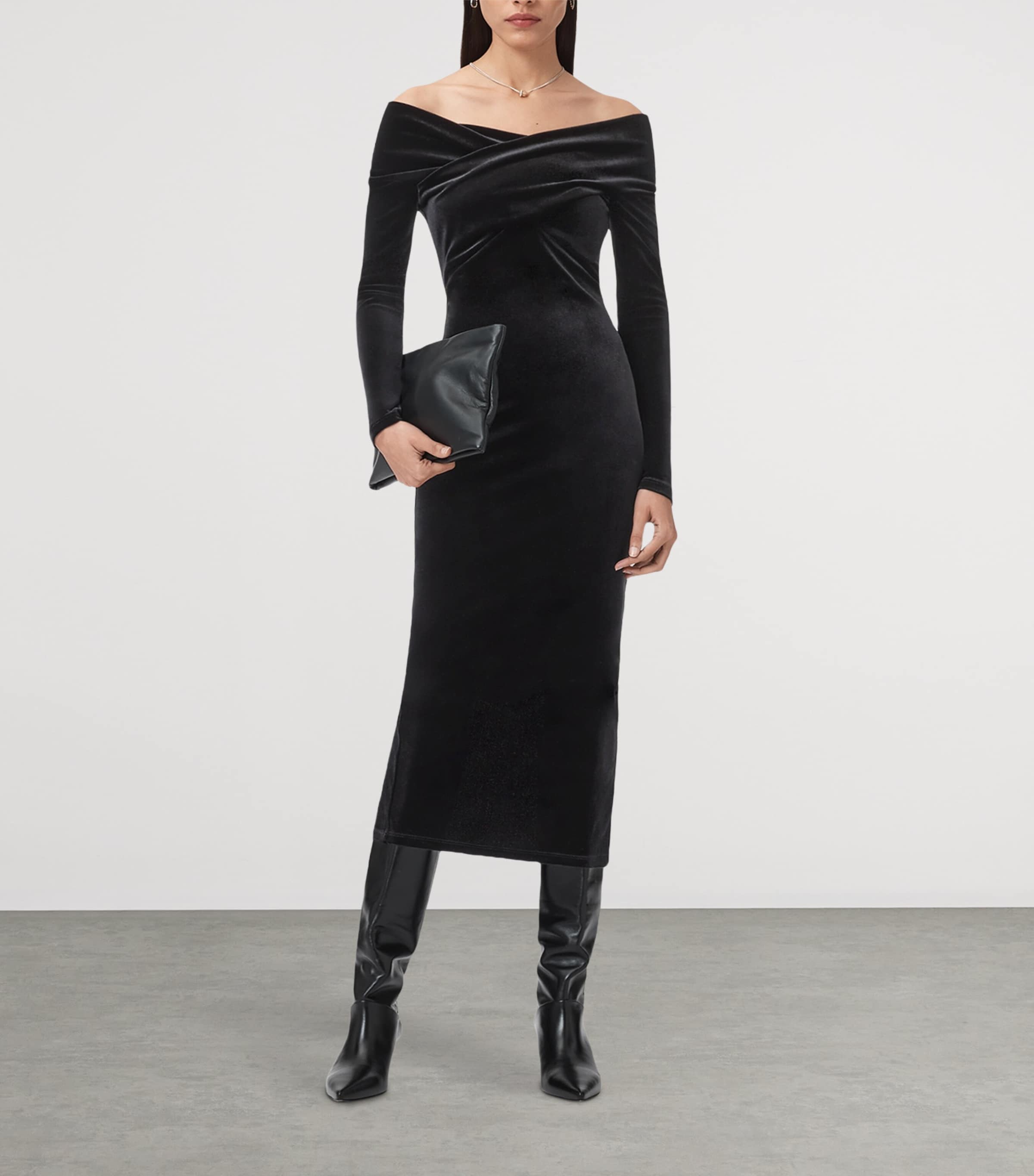 Velvet Delta Midi Dress BLACK Image 2