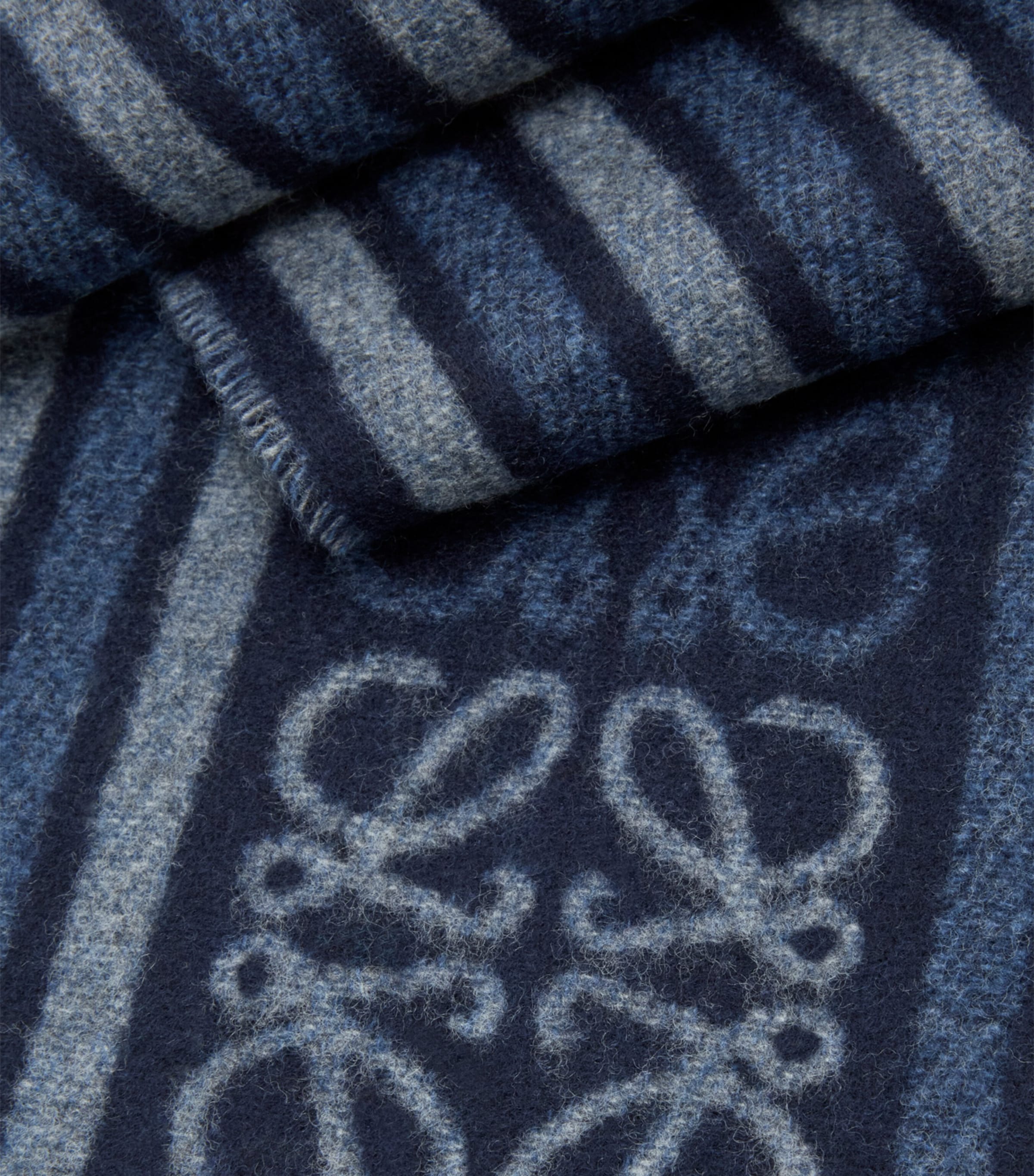 LOEWE Wool-Cashmere Anagram Scarf Dark Navy Blue Image 3