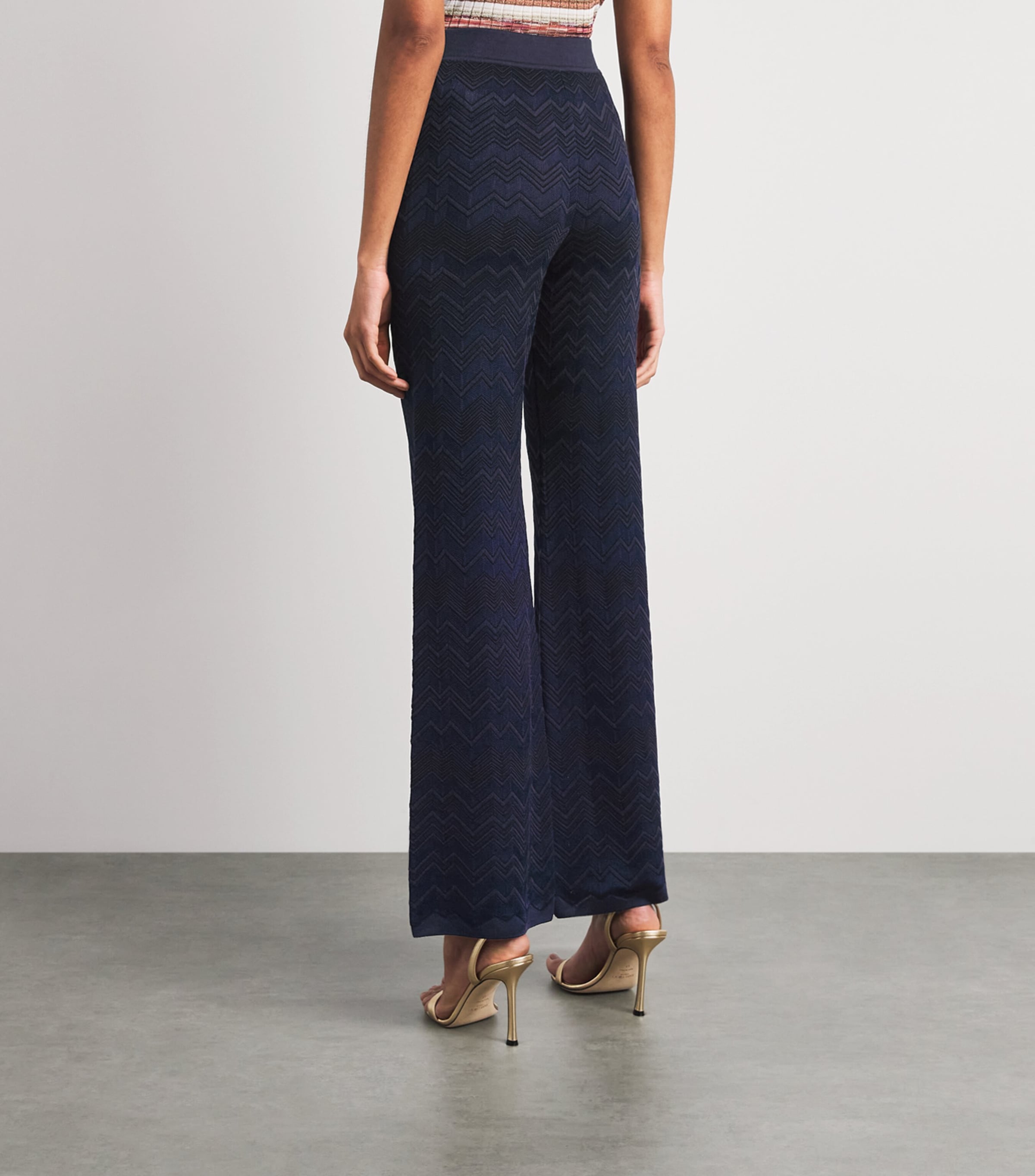 Missoni Womens Zigzag Jacquard Straight Trousers Navy Blue Image 5