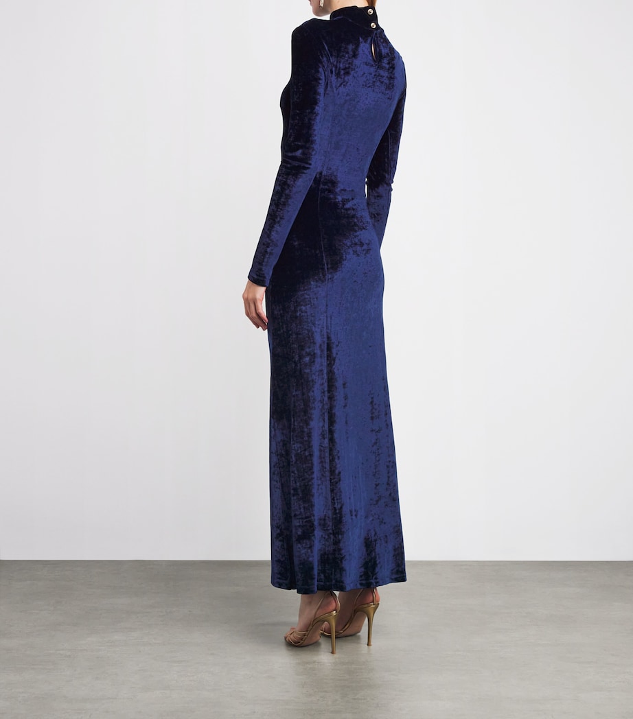 Velvet Asymmetric Midi Dress P432 NAVY POSEIDON Image 3