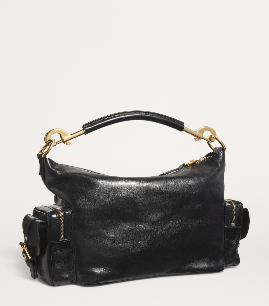 Medium Leather Camera Shoulder Bag BLACK Image 3