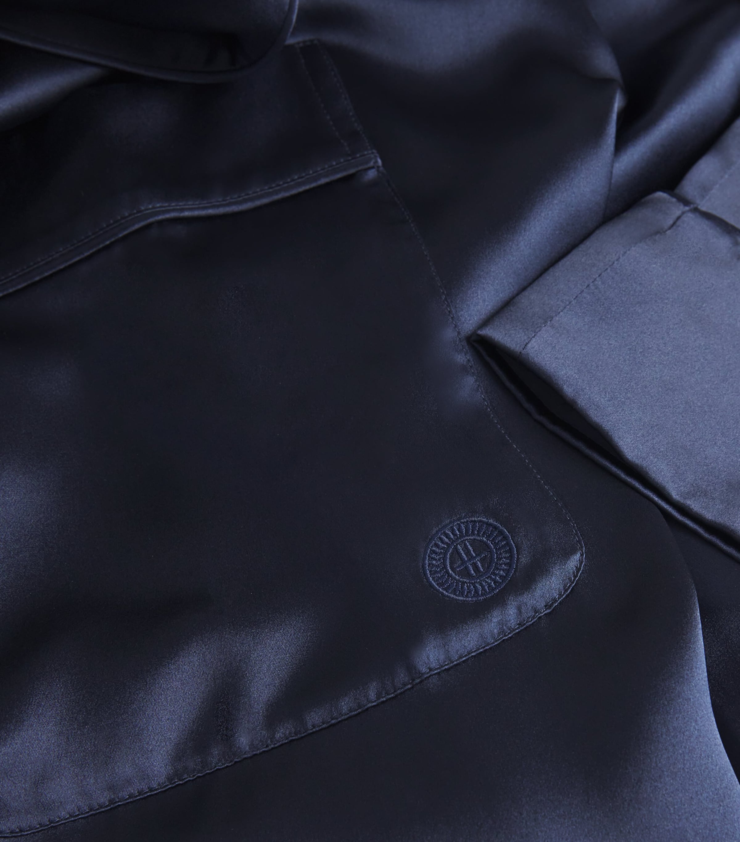 Silk Night Robe NAVY Image 5