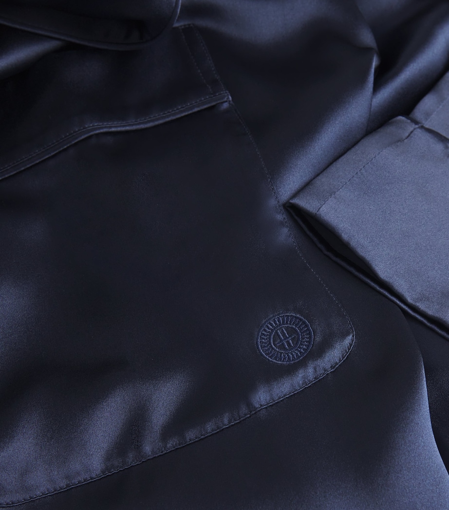 Silk Night Robe NAVY Image 5