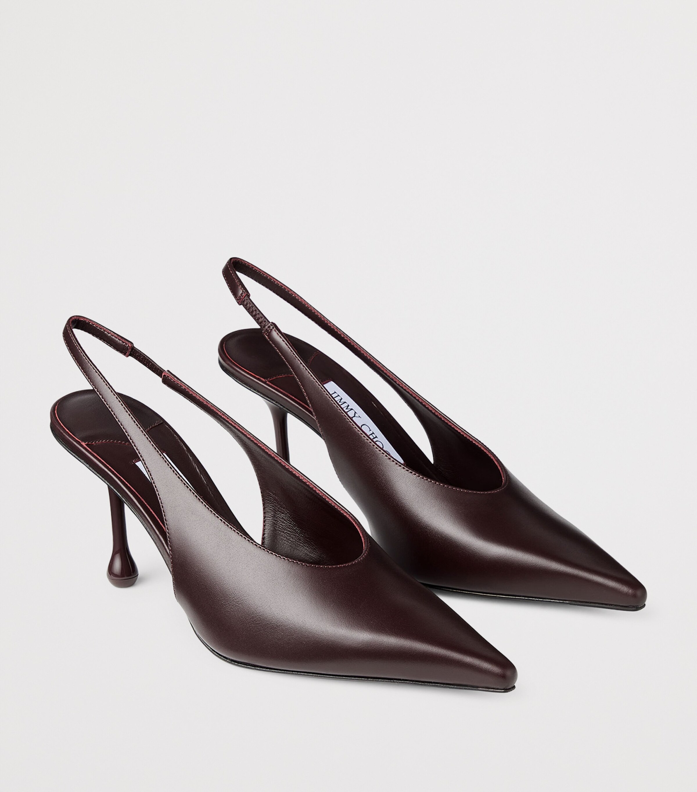 Jimmy Choo Womens Isa 80 Leather Slingback Pumps Deep Merlot Image 6