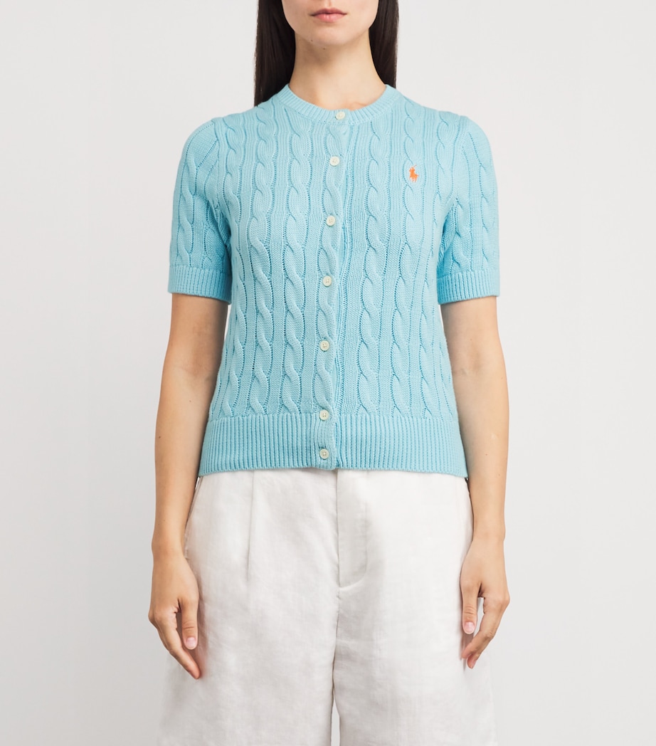 Cotton Cable-Knit Cardigan ACADIA BLUE Image 3