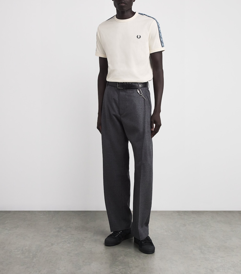 Cotton Logo Tape T-Shirt 729-ECRU/NAVY Image 2