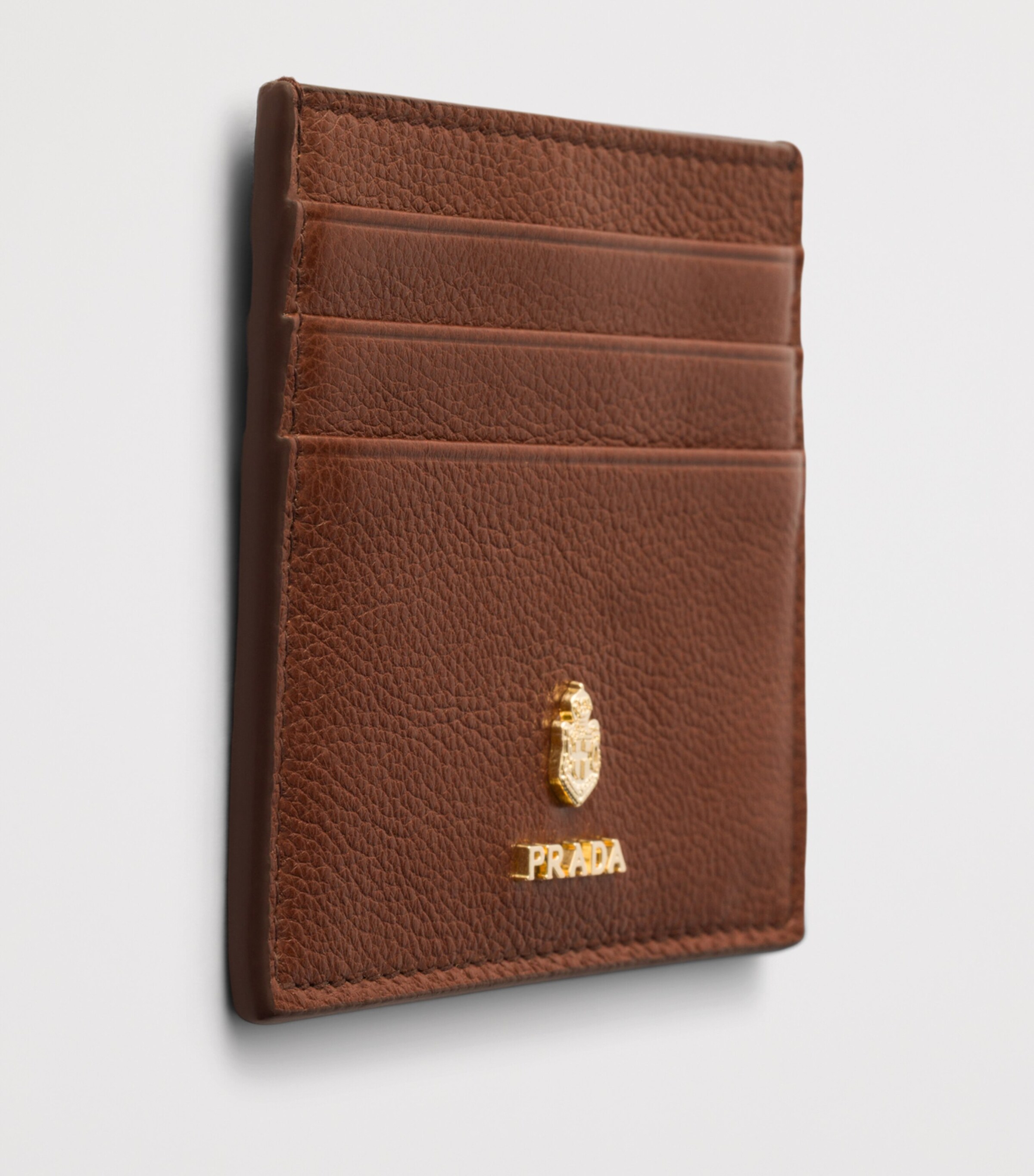 Prada Leather Card Holder Brown Image 4