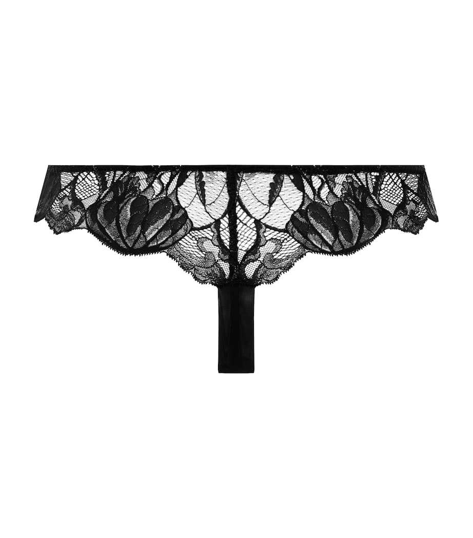 Hanro Womens Lace-Trim Lysia Thong Black Image 3