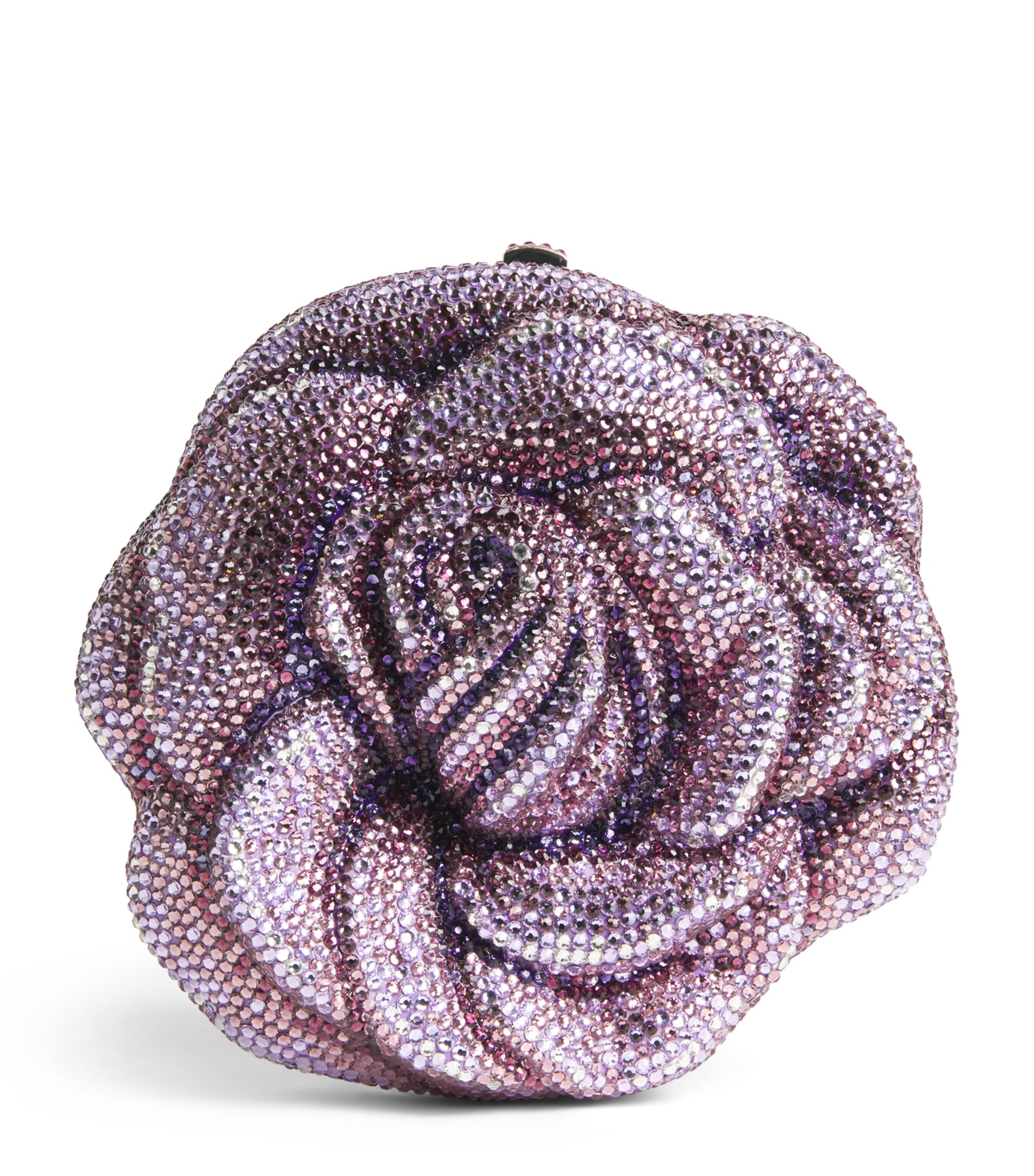 Judith Leiber Crystal-Embellished Rose Clutch Bag Silver Lilac Multi Image 1