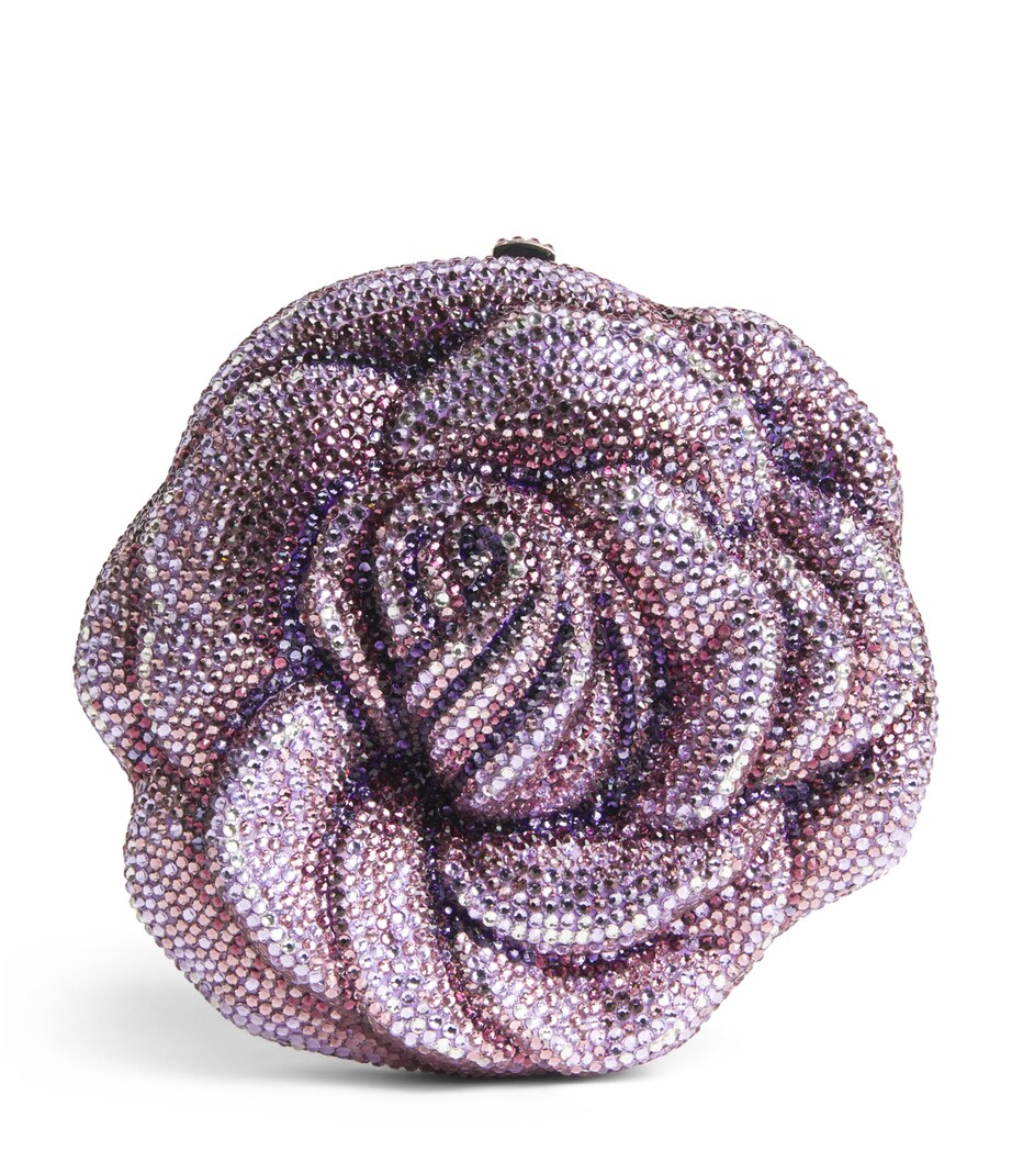 Judith Leiber Crystal-Embellished Rose Clutch Bag Silver Lilac Multi Image 1
