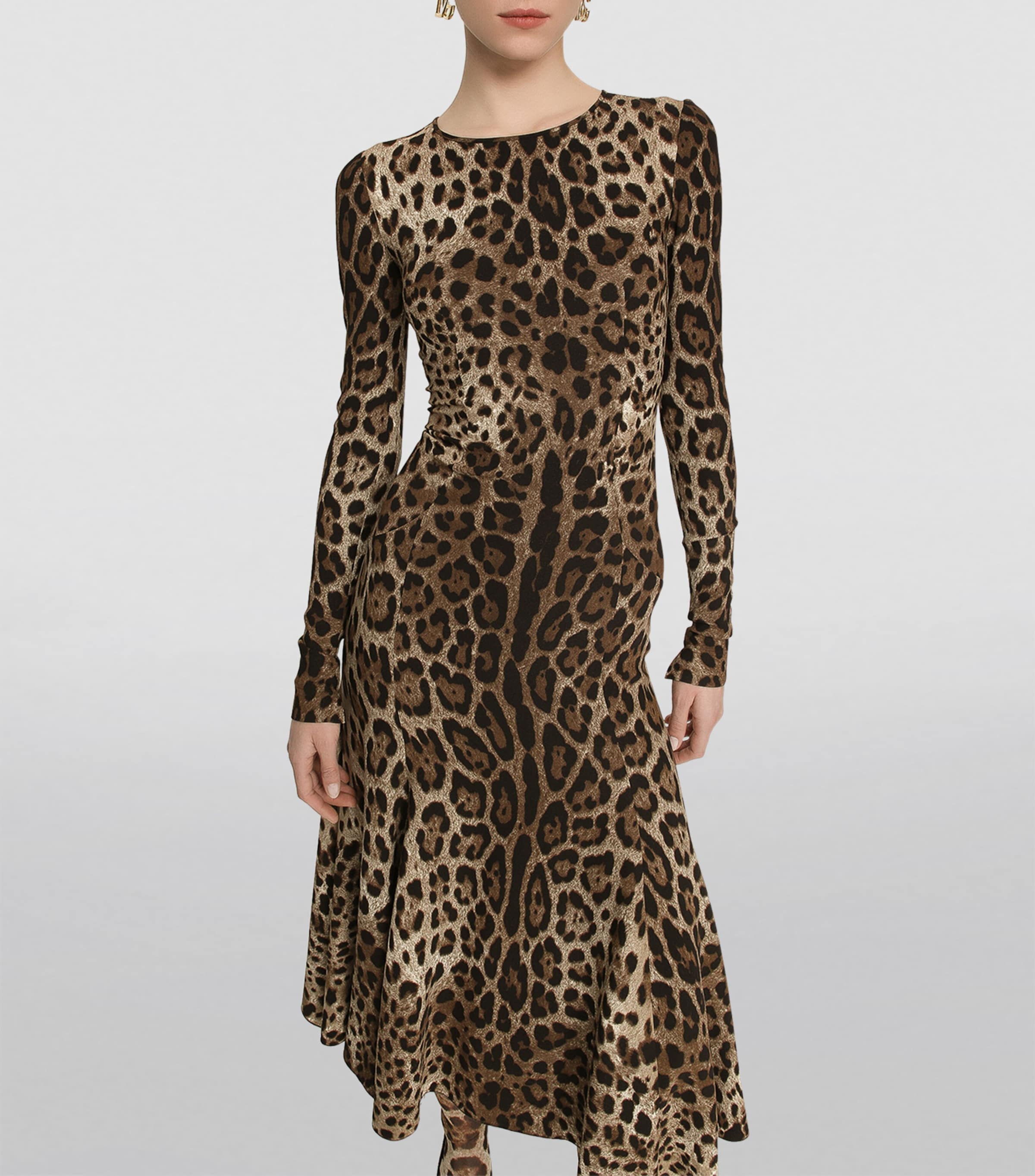 Dolce&Gabbana Womens Leopard Print Midi Dress Leo N Image 3