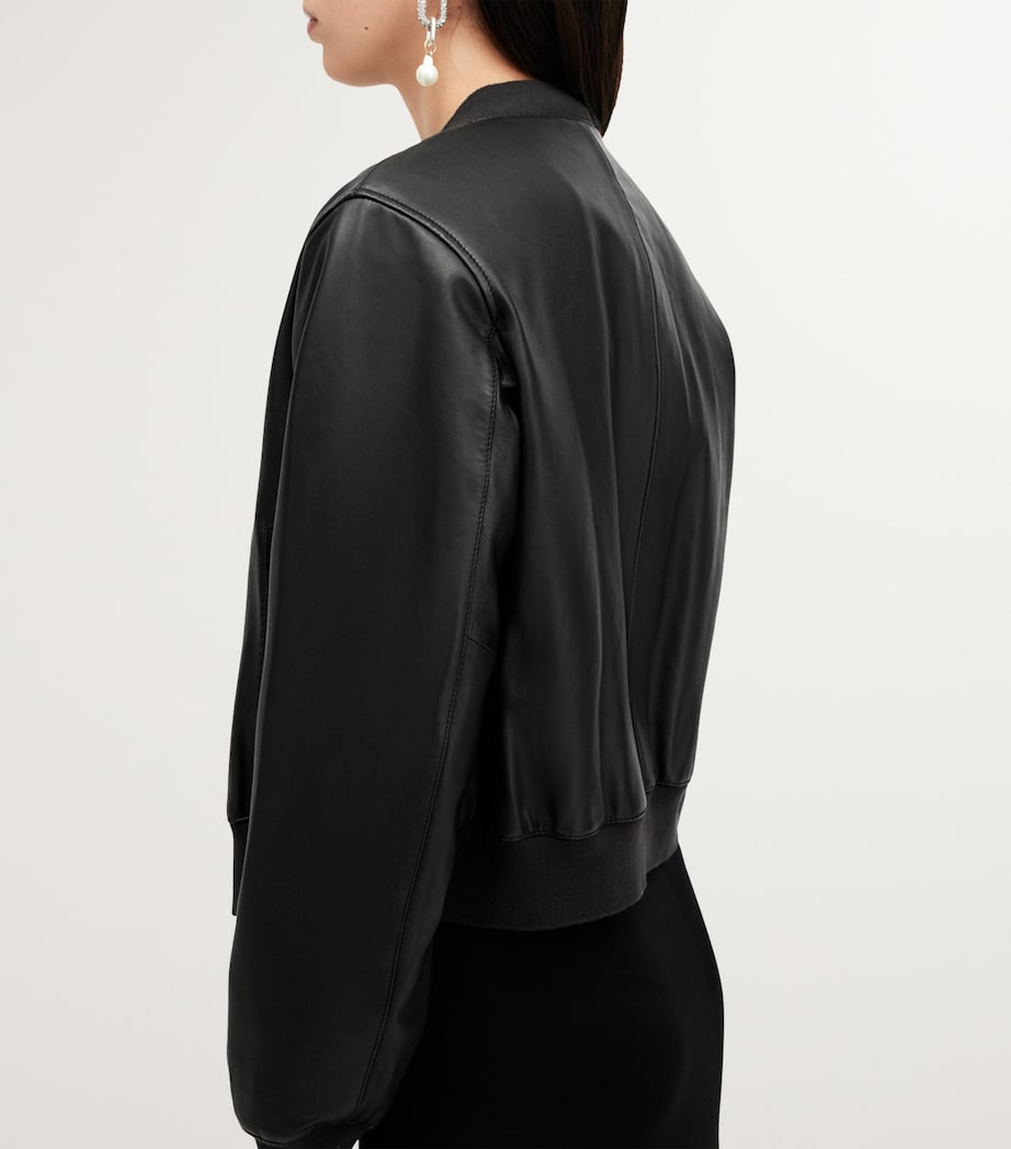 Leather Orten Bomber Jacket BLACK Image 9