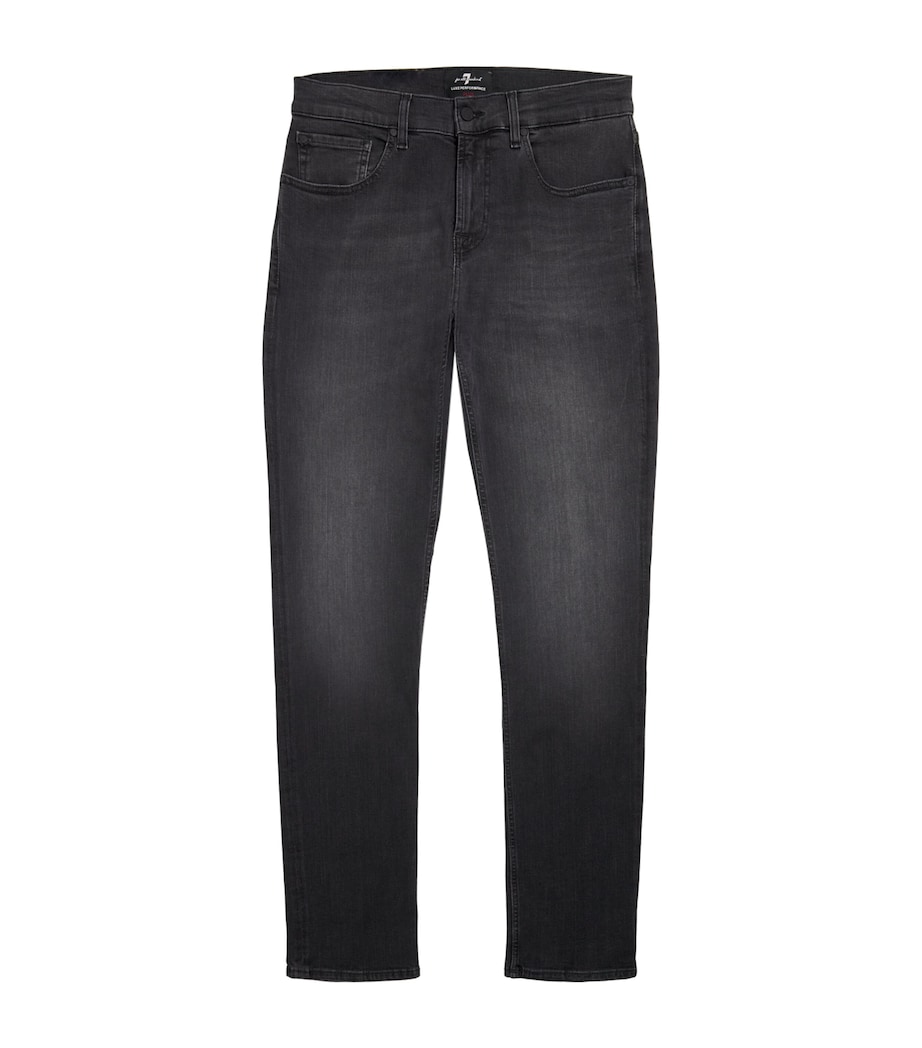 7 For All Mankind Mens Slimmy Lux Performance Plus Jeans Washed Black Image 1
