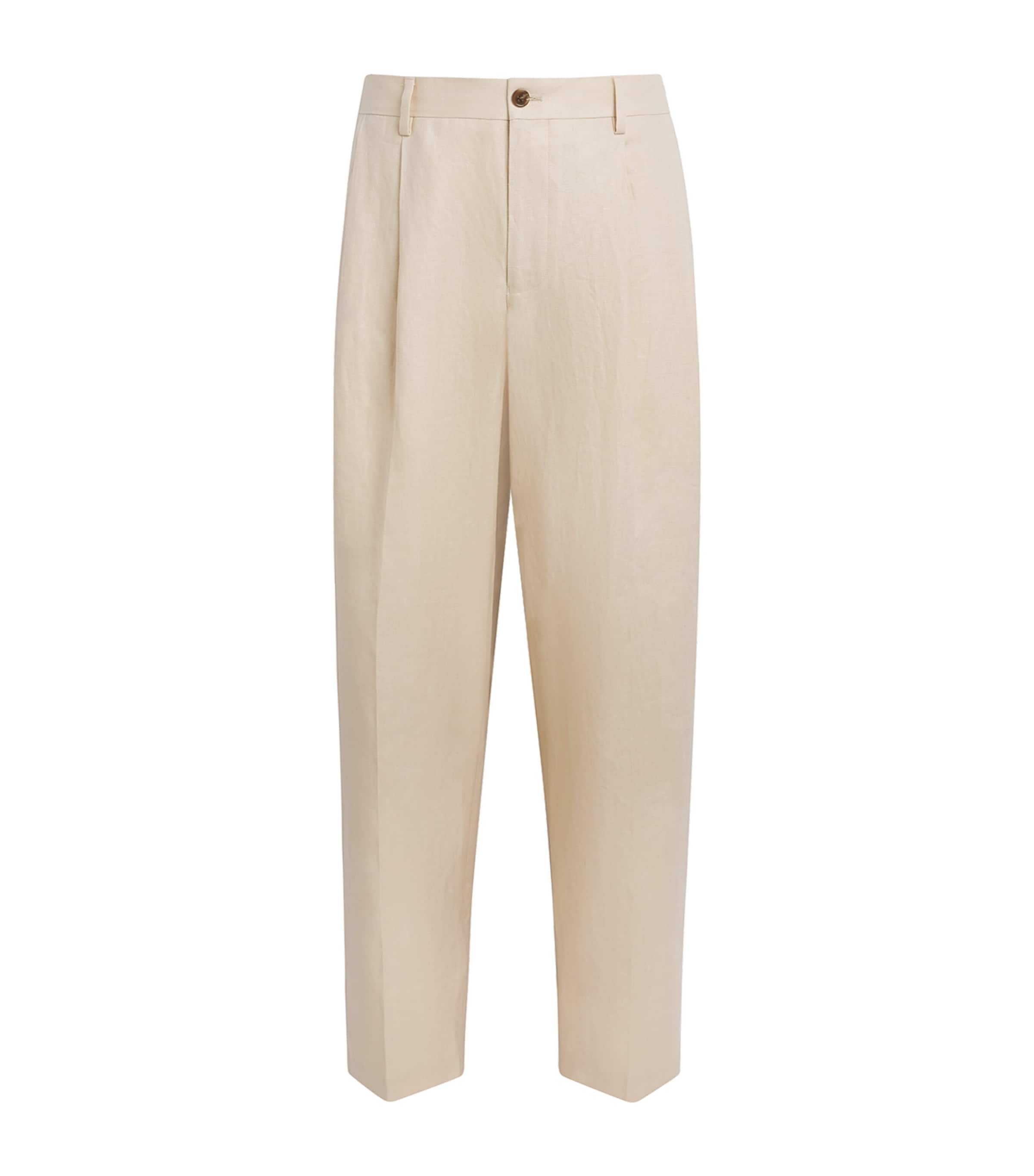 NN.07 Mens Linen Justin Wide-Leg Trousers Honey Silk Image 1