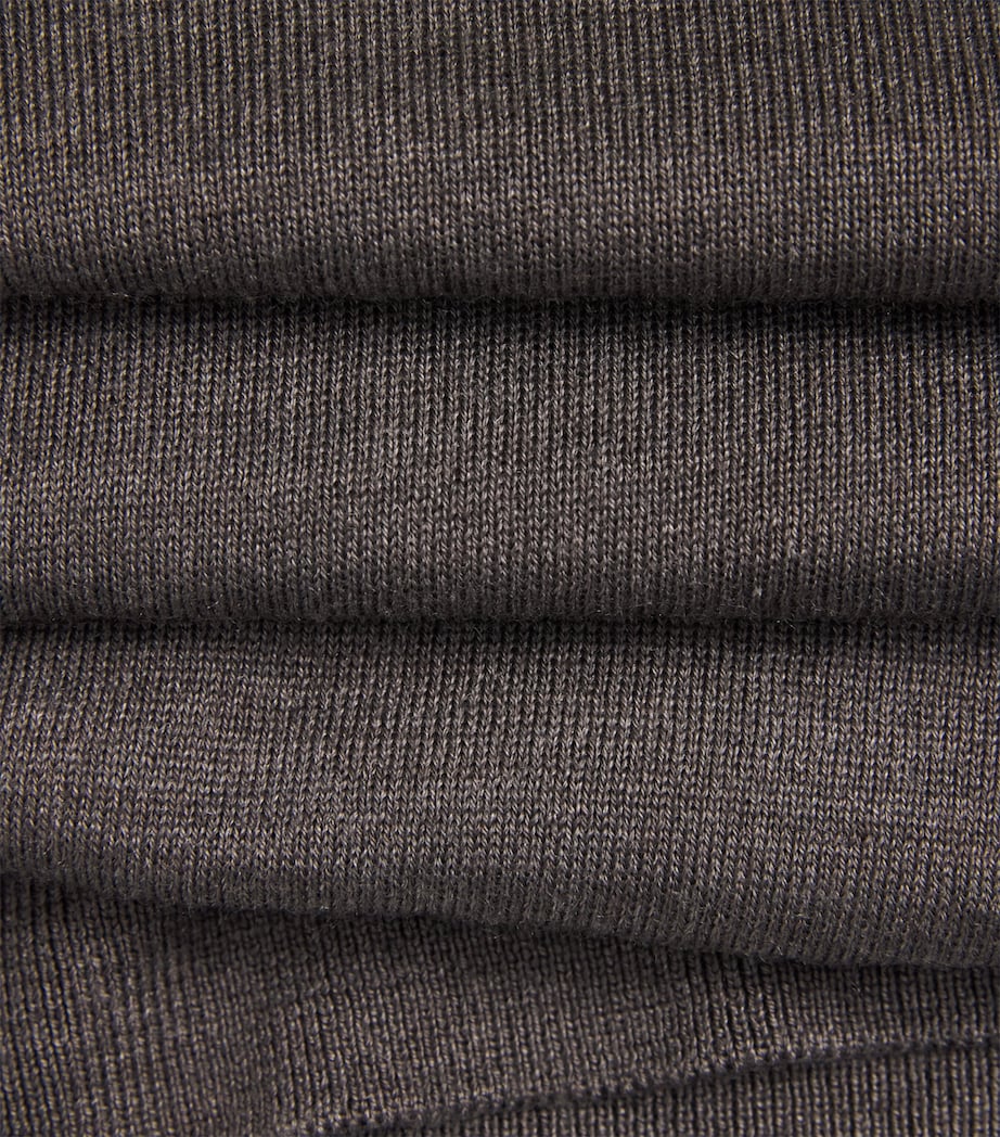 Pal Zileri Mens Wool-Silk Long-Sleeved Polo Shirt Grey Image 6