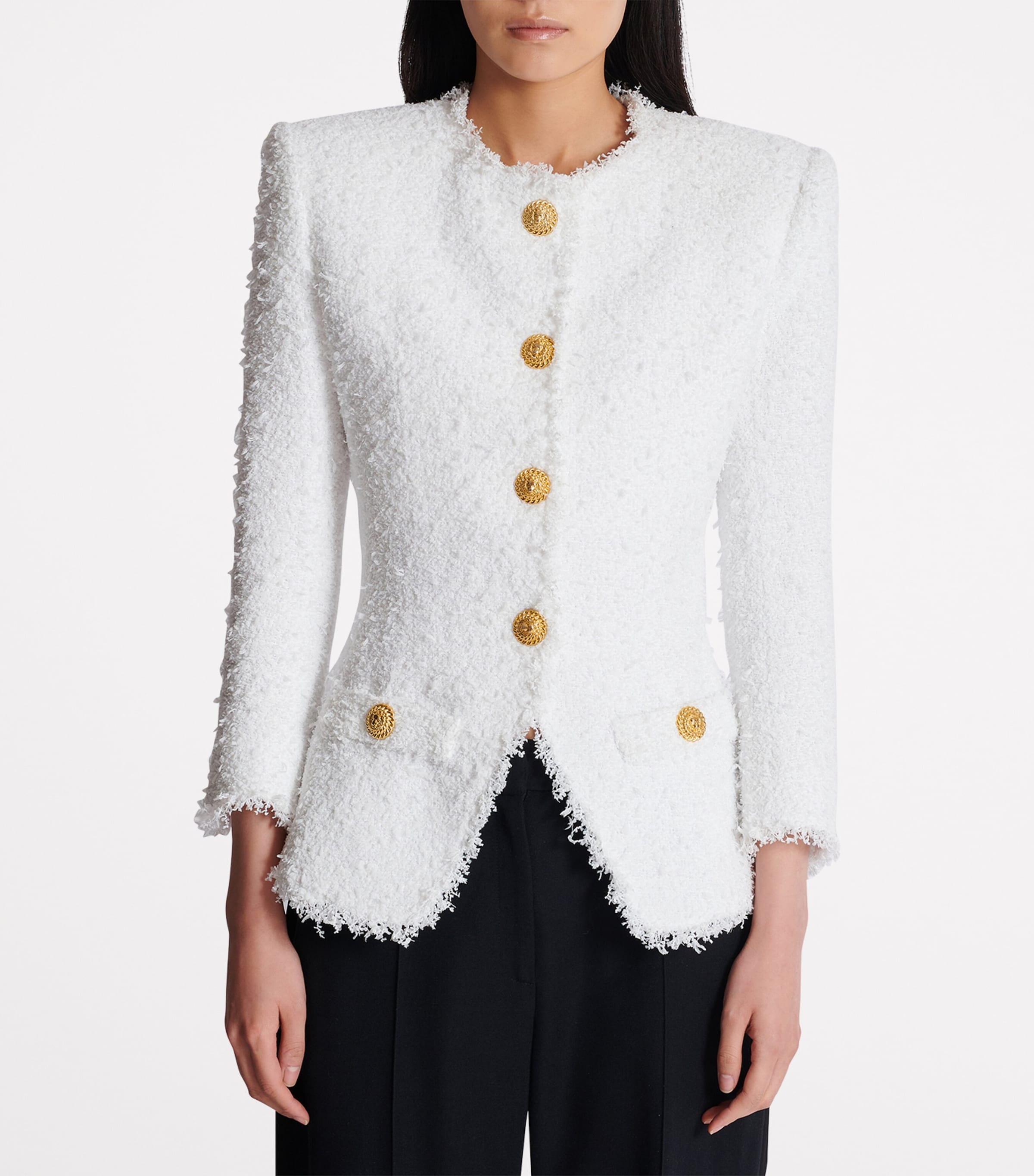 【関税＆送料込み】Balmain Single-Breasted Tweed Blazer Dre Balmain Single Breasted Tweed Blazer Dress | Balardi