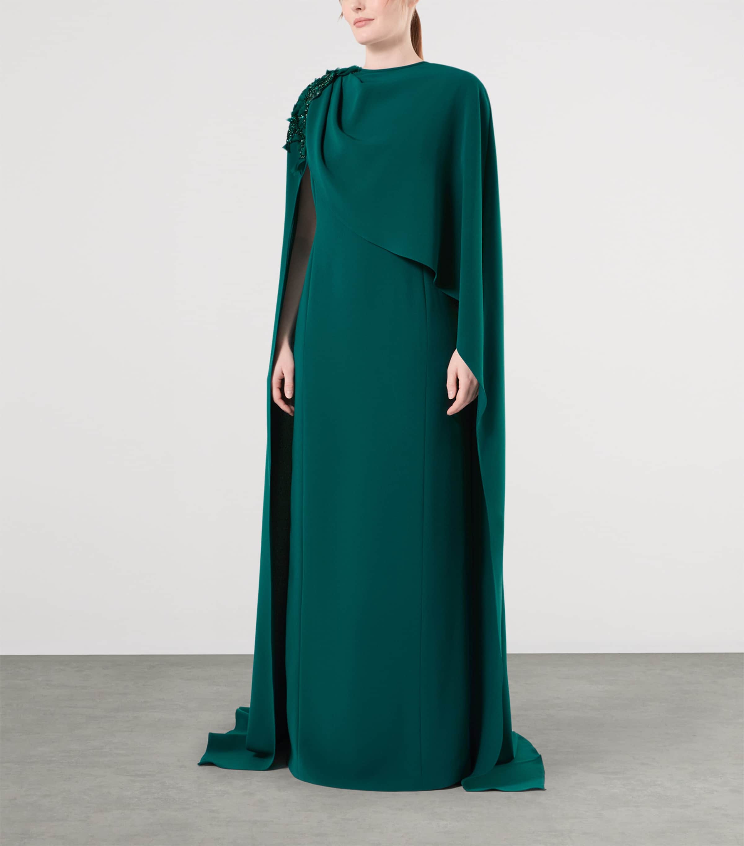 Marina Rinaldi Womens x Tony Ward Embellished Gown with Cape Oil Image 3