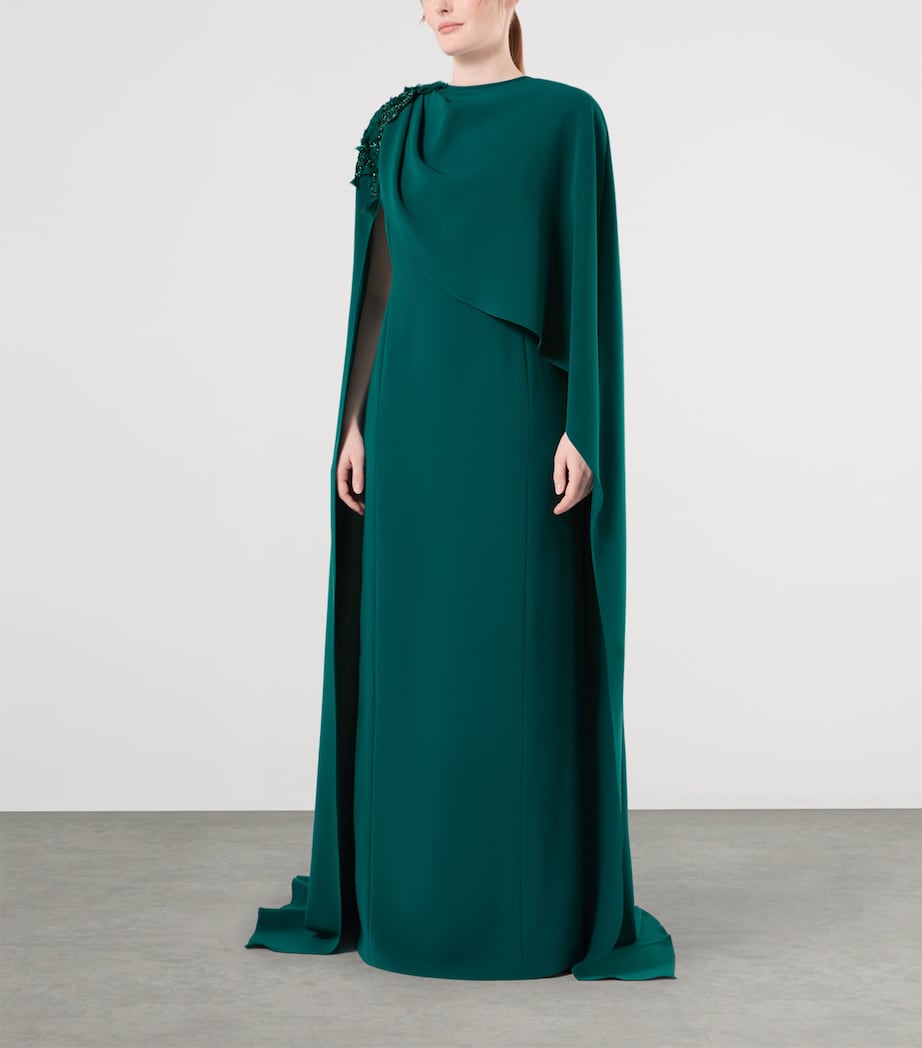 Marina Rinaldi Womens x Tony Ward Embellished Gown with Cape Oil Image 3